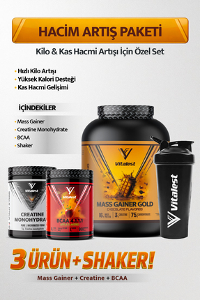Vitalest Mass Gainer + Kreatin + BCAA | Hacim Artış Paketi