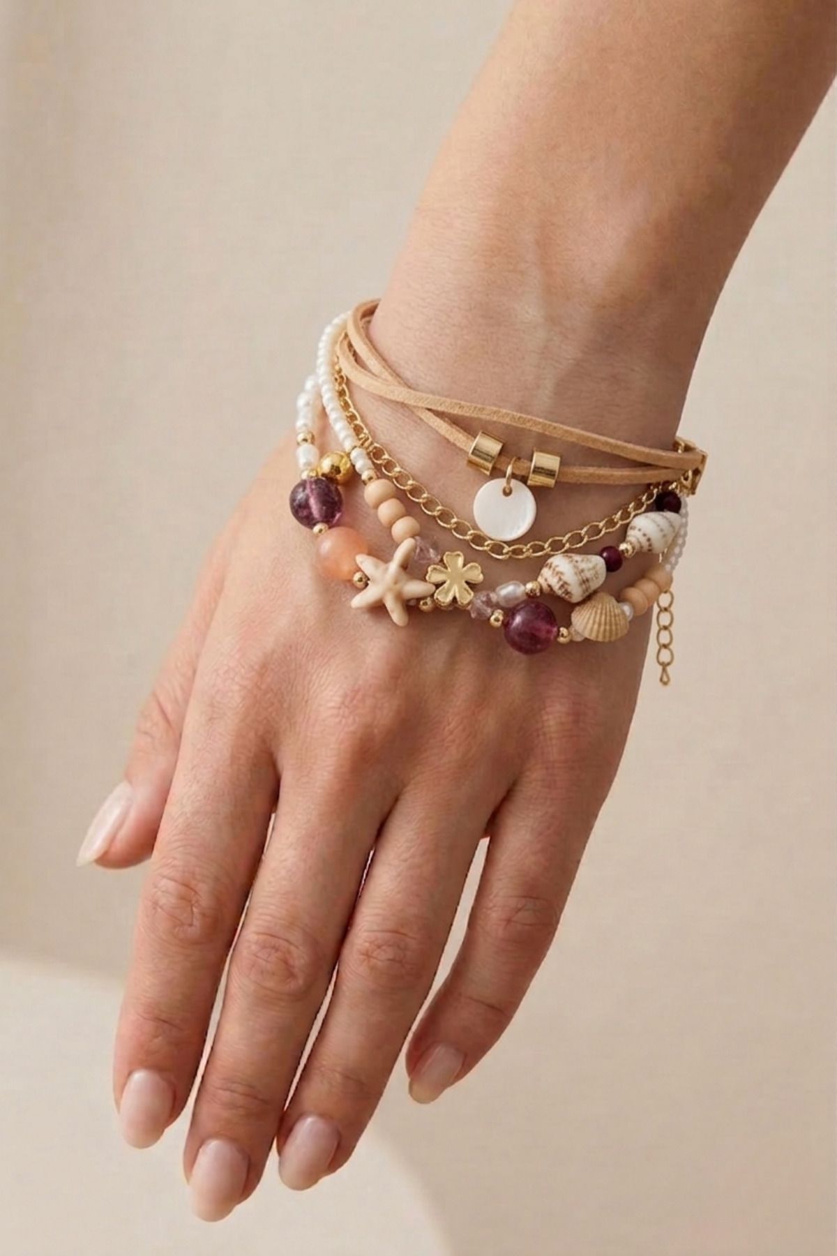 ETHNIC BOHEMIAN MULTIPLE BRACELET NATURAL STONE
