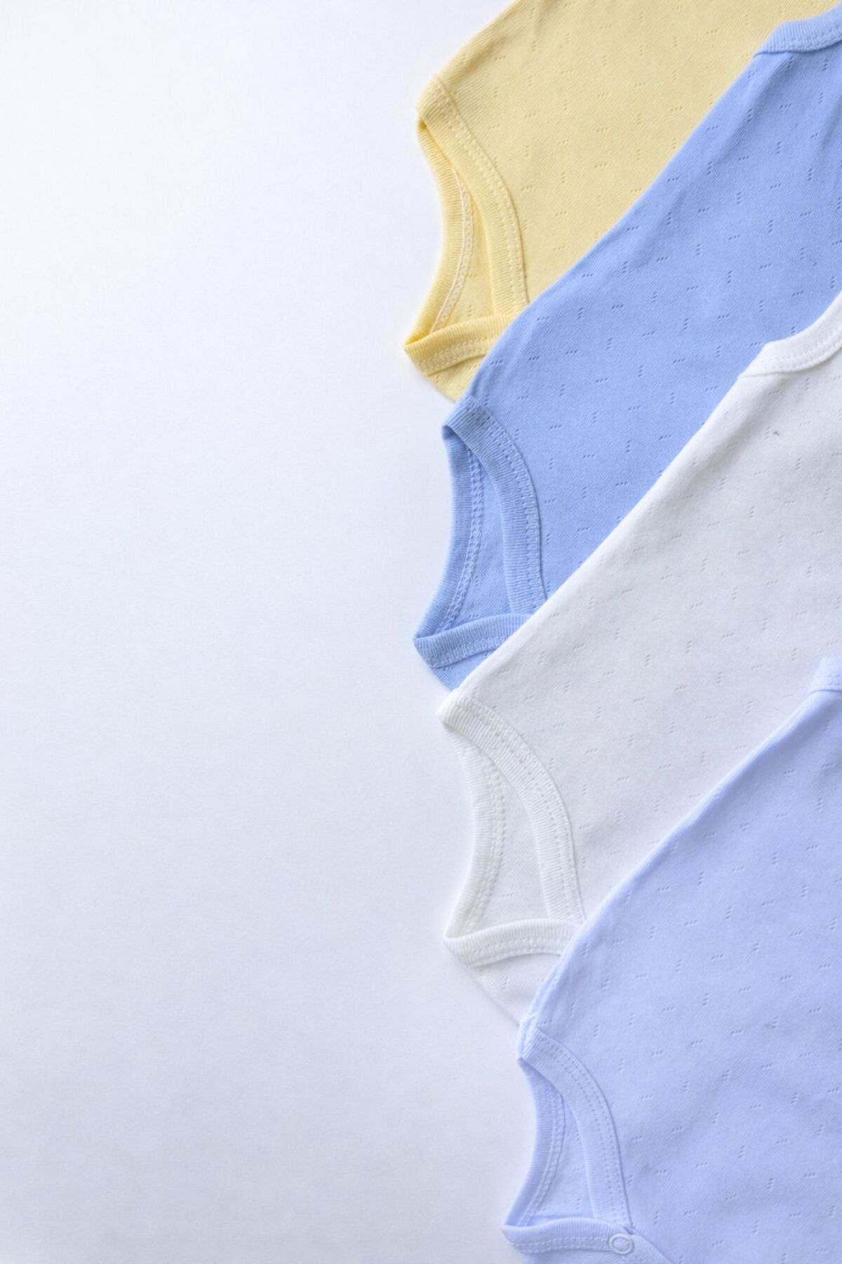 EFU BABY %100 Organik Pamuk 4lü Jakarlı Atlet Bebek Body Seti EKRU BEYAZ MAVİ SARI fotoğrafı 3 (önizleme)