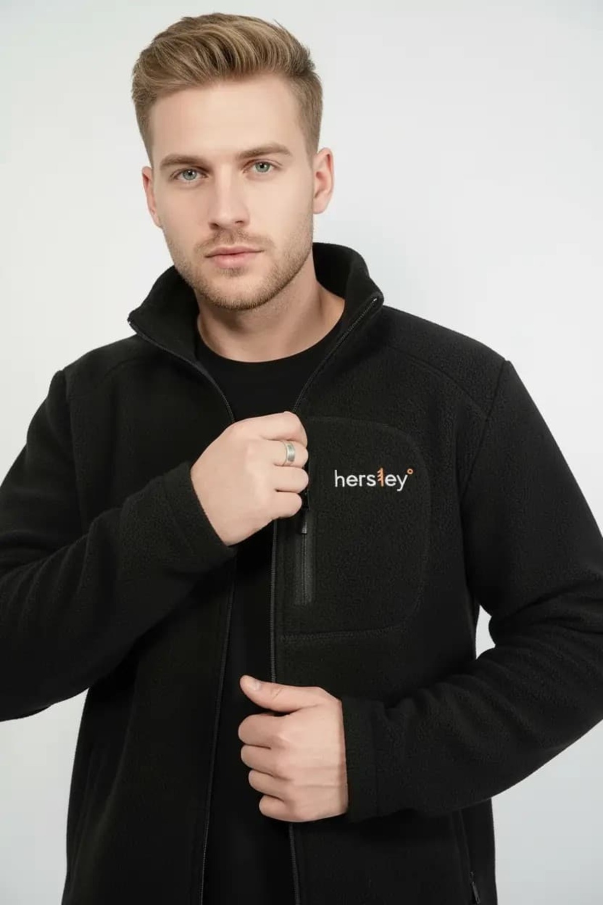 Hersley Yeni Sezon Cep Detaylı Erkek Polar Ceket görsel 3