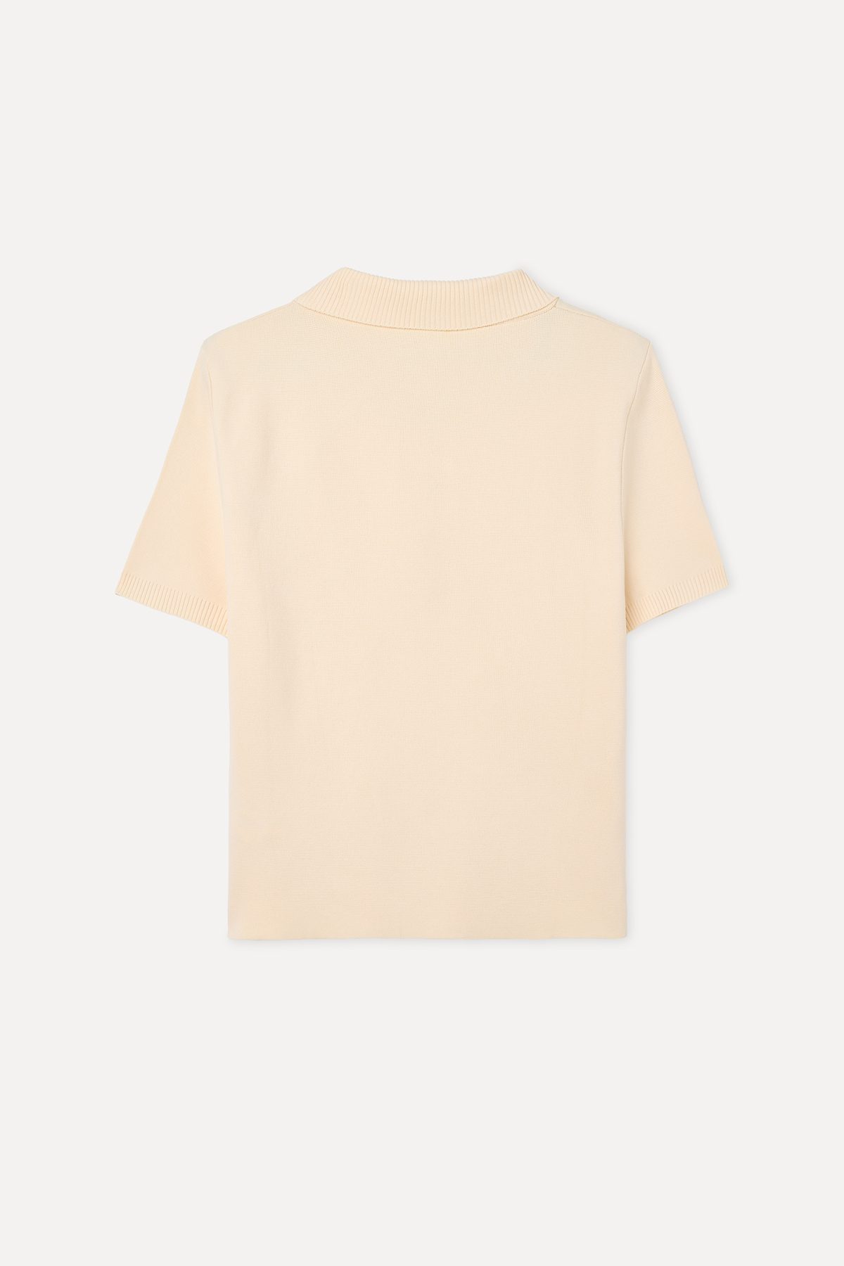 Mudo  Kadın Ekru Fitted Polo Yaka Kısa Kollu Triko Kazak - Görsel 2