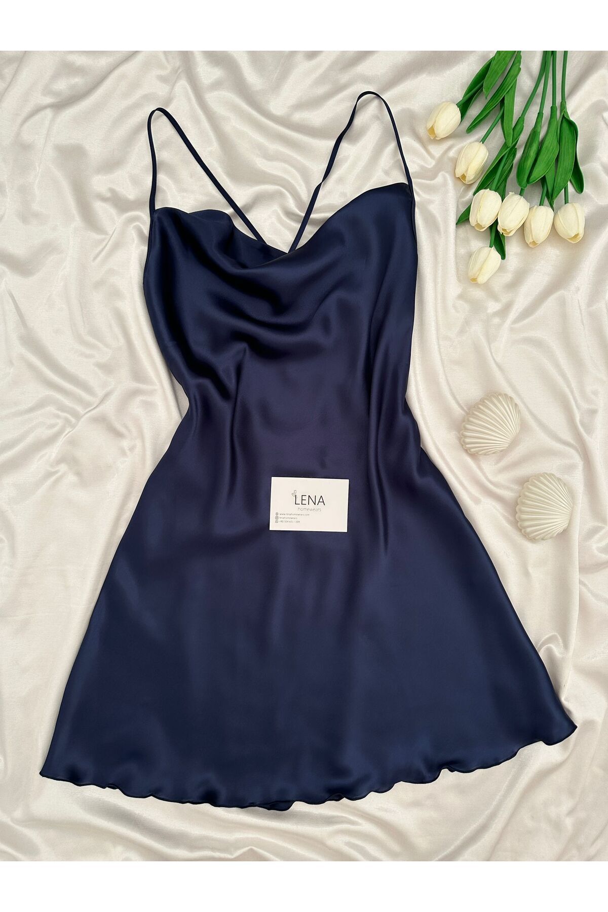 Women's Degaje Collar Satin Nightgown