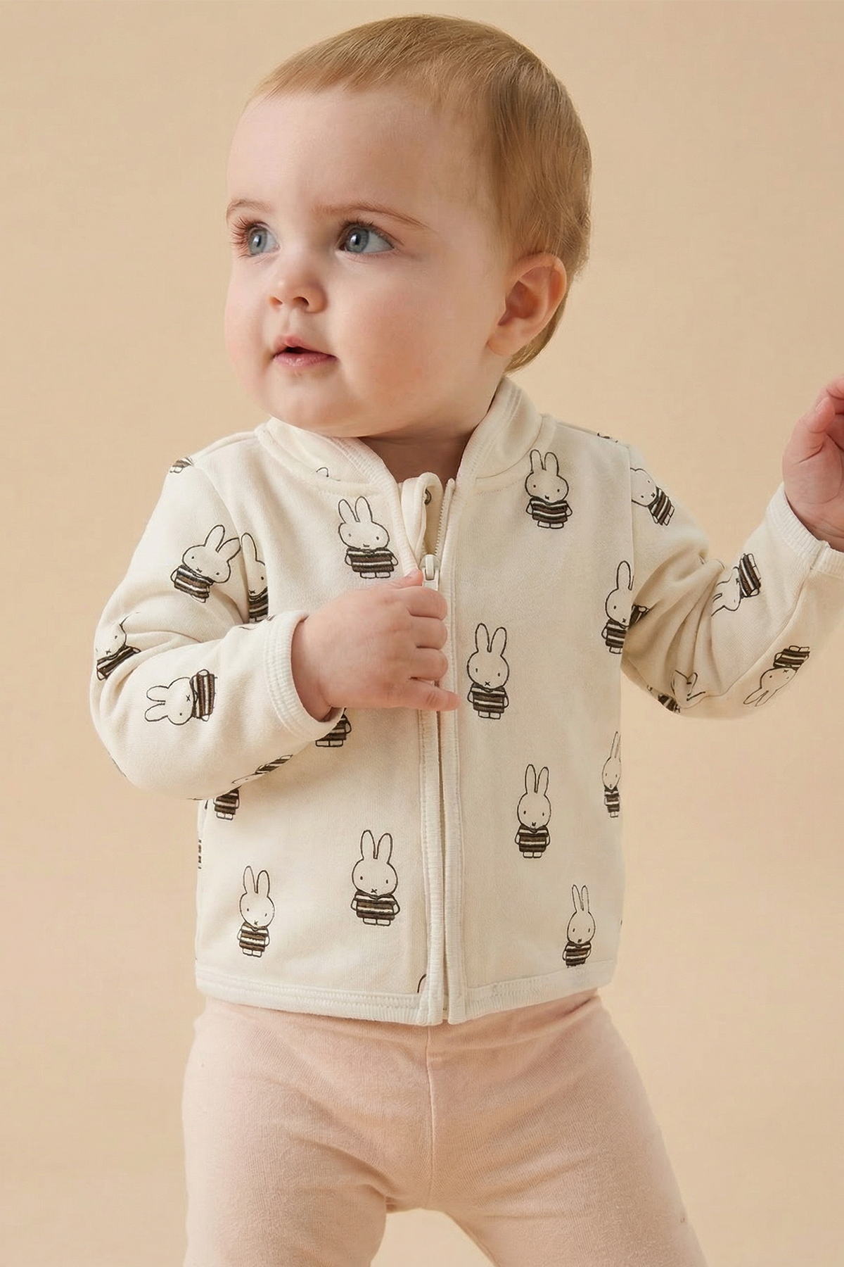 Lilabio Fermuarlı Bisiklet Yaka Uzun Kol Miffy Desenli Unisex Bebek Hırka fotoğrafı 3 (önizleme)