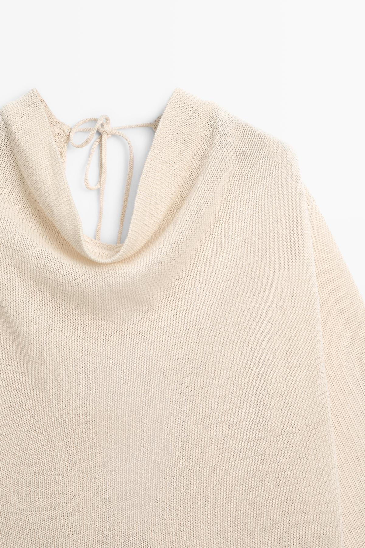 Massimo Dutti  100% cotton jumper with a lace-up back - Görsel 6