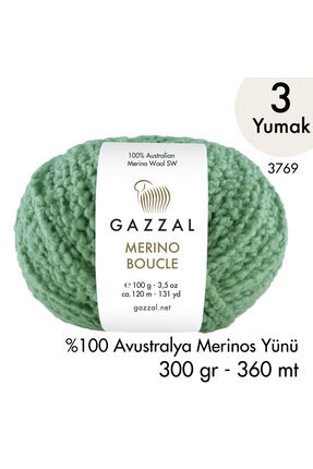 Gazzal Merino Boucle 3769 El Örgü İpliği 3 Yumak 300 gr