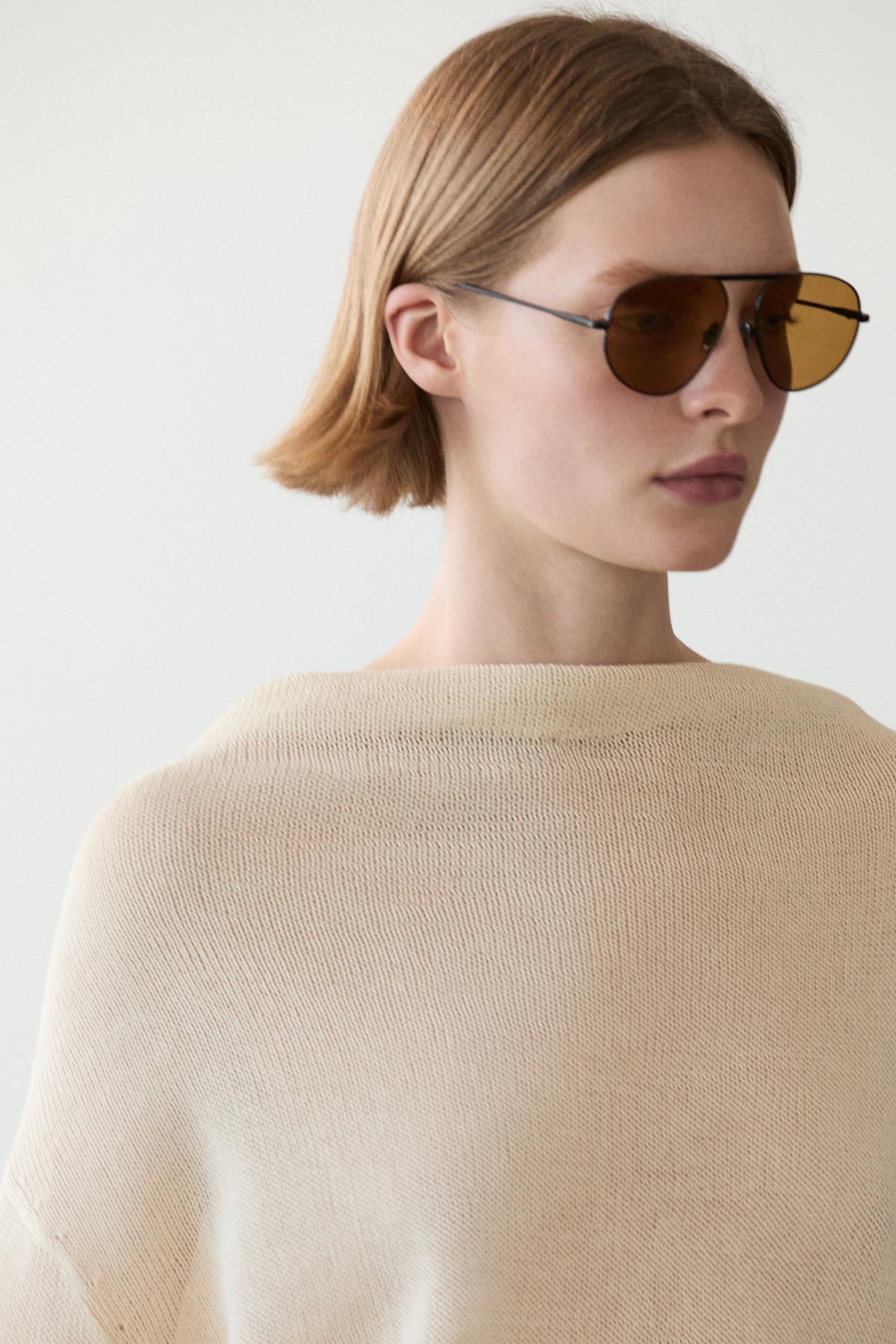 Massimo Dutti  100% cotton jumper with a lace-up back - Görsel 4