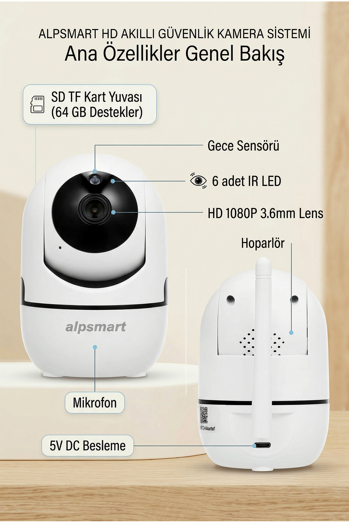 BAFRA LİHGTİNG Kablosuz 2mp Kamera, 360 Derece Hareketli Wifi Güvenlik Kamerası, Bebek Kamerası fotoğrafı 3 (önizleme)