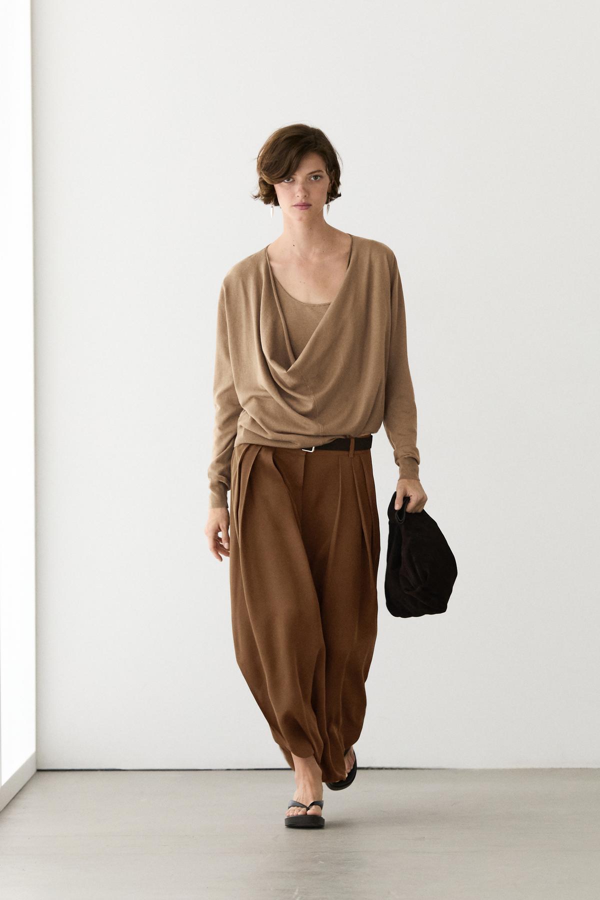 Massimo Dutti  Pamuklu degaje yaka triko kazak