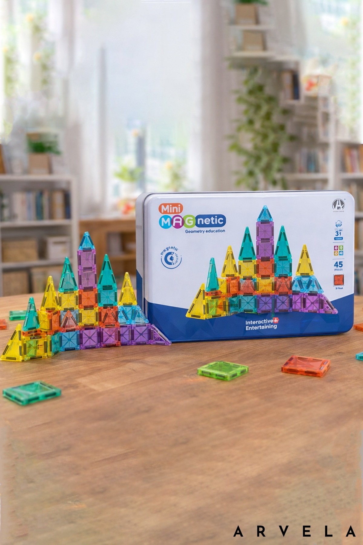 Arvela Mini Manyetik Blok Oyuncak 45 Parça - Yaratıcı İnşa Seti