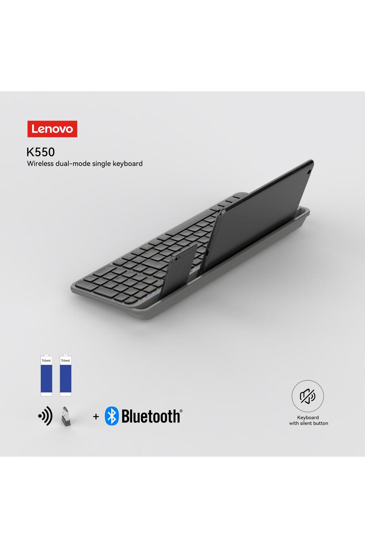 پایه تبلت K550 با بلوتوث + کیبورد بی‌سیم دو حالته ساکت 2.4 گیگاهرتز Q ترکی