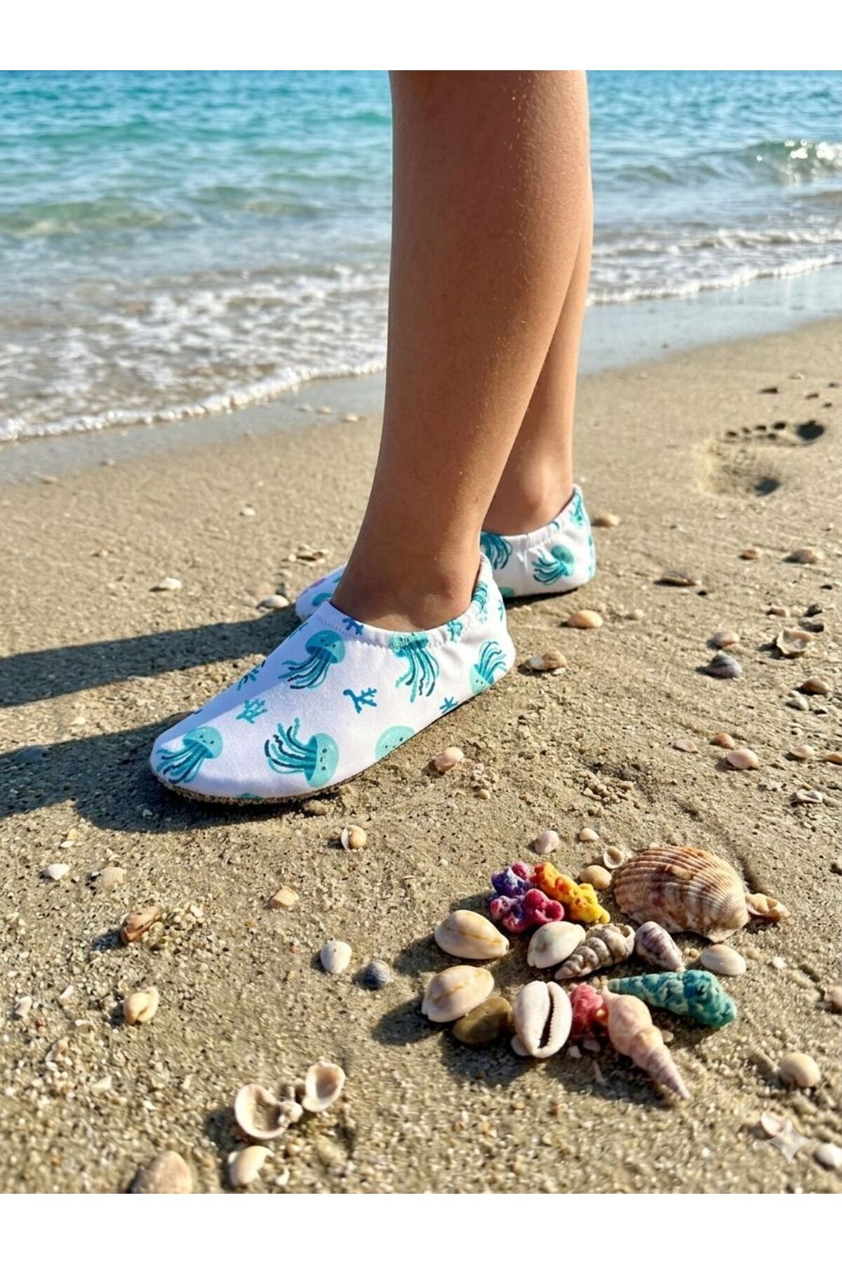 Anti-Slip Sole Baby Kids' Sea Shoes, Breathable Swimwear Fabric, Pool Booties Jellyfish