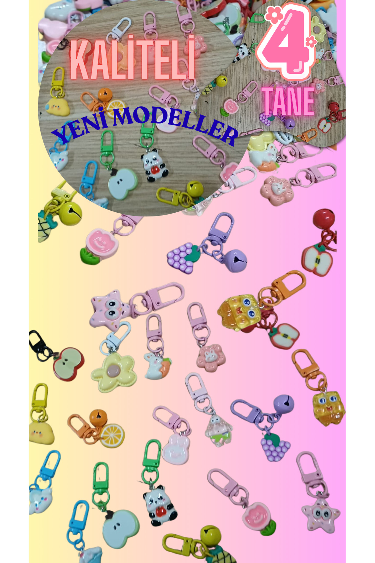 4Pcs Cute Figurine Bag Ornament, Keychain Ornament, Zipper Ornament, Charm MIXED SHIPMENT