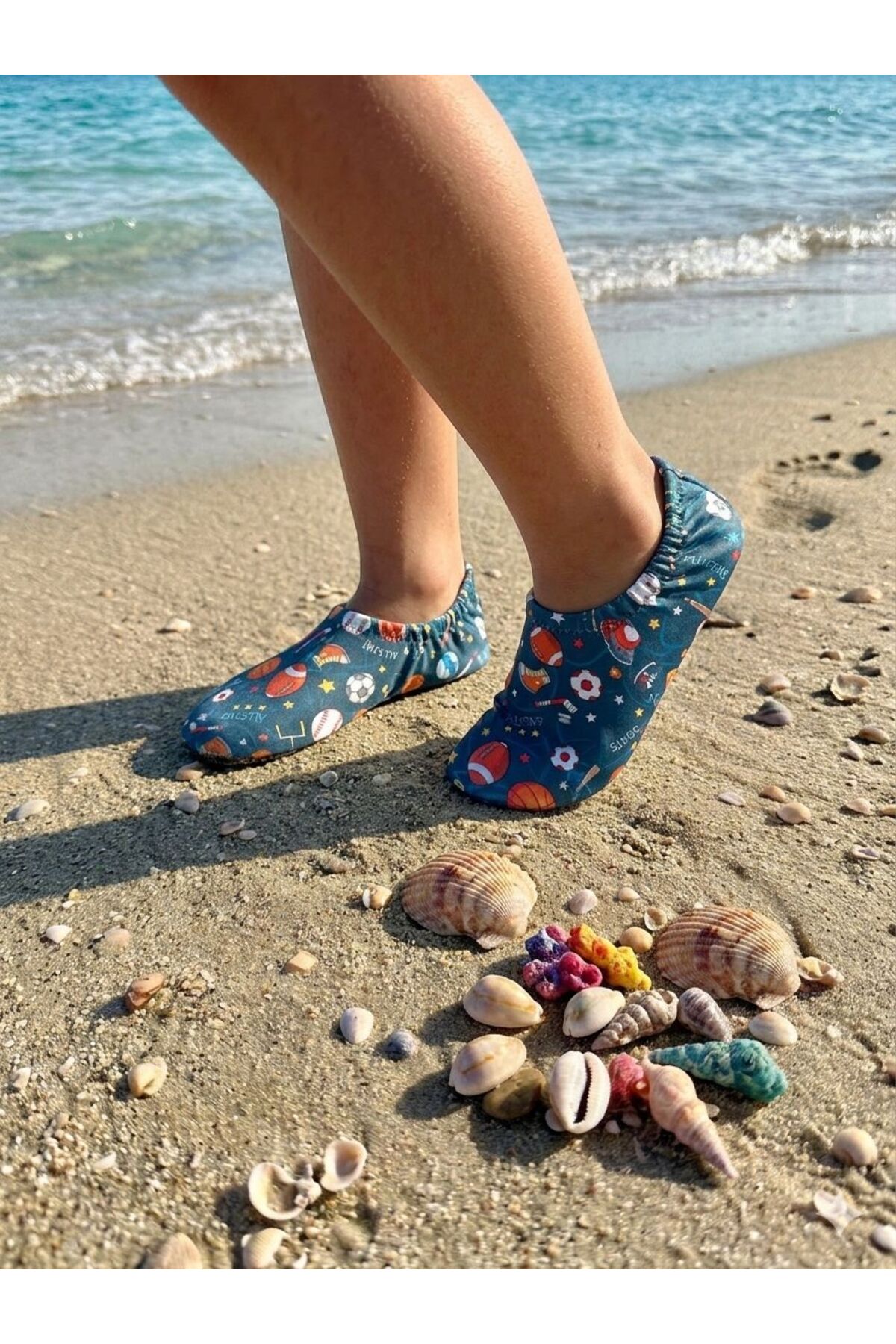 Anti-Slip Sole Baby Kids' Water Shoes, Breathable Swimwear Fabric, Pool Booties Ball Pattern