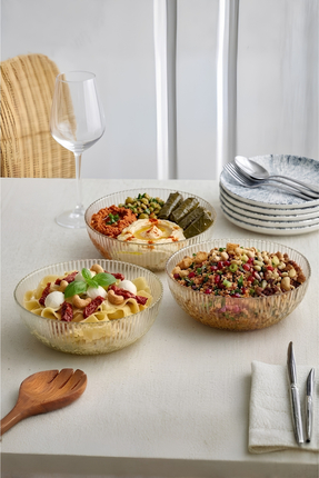 hapeed Bond Model Cam Sunumluk Salata Kasesi 3'lü Set