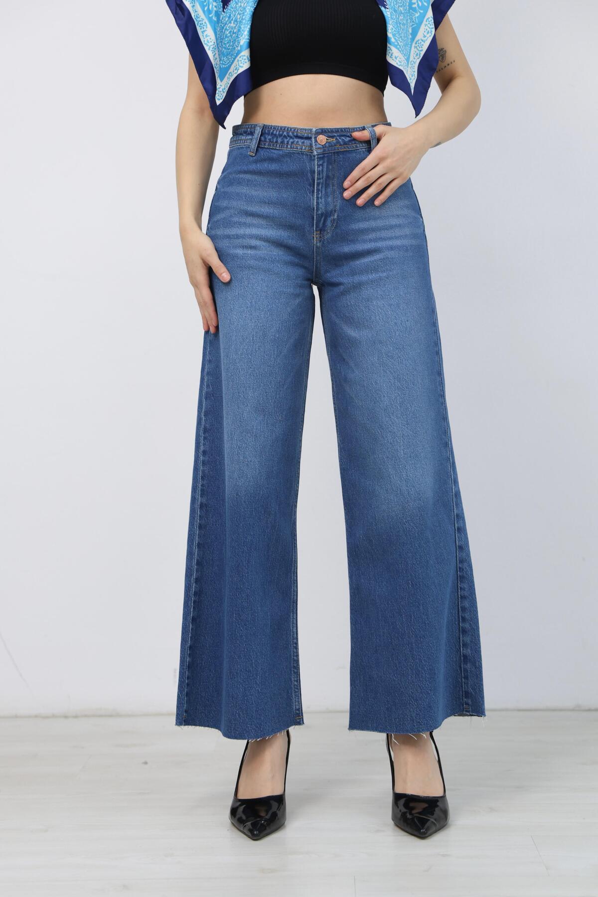 Ucajean  UCA JEAN Kadın Yüksek Bel Geniş paça Wide Leg Jean Pantolon - Görsel 5