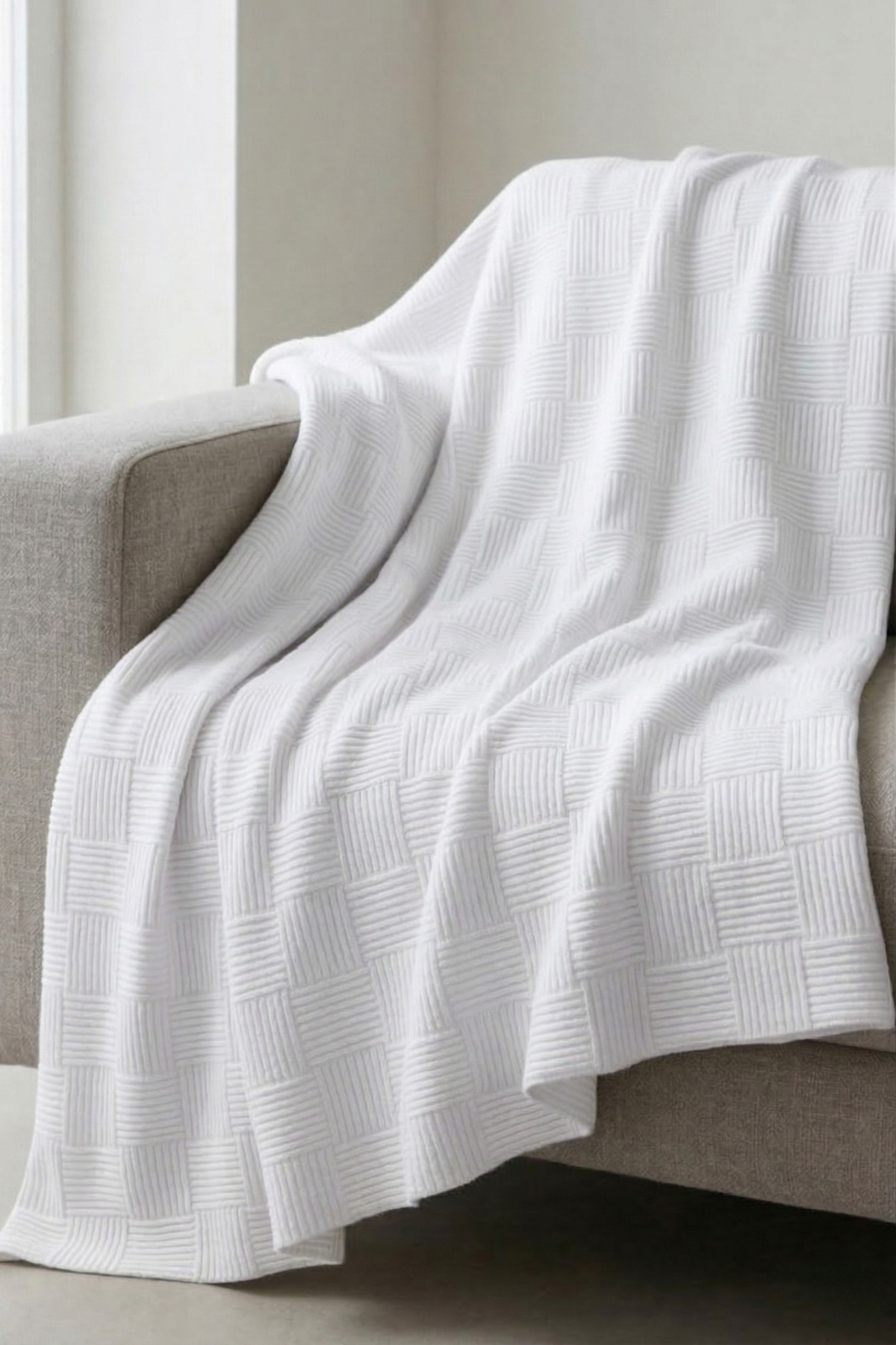 100% Cotton Checkers Single Quilting White 160x230