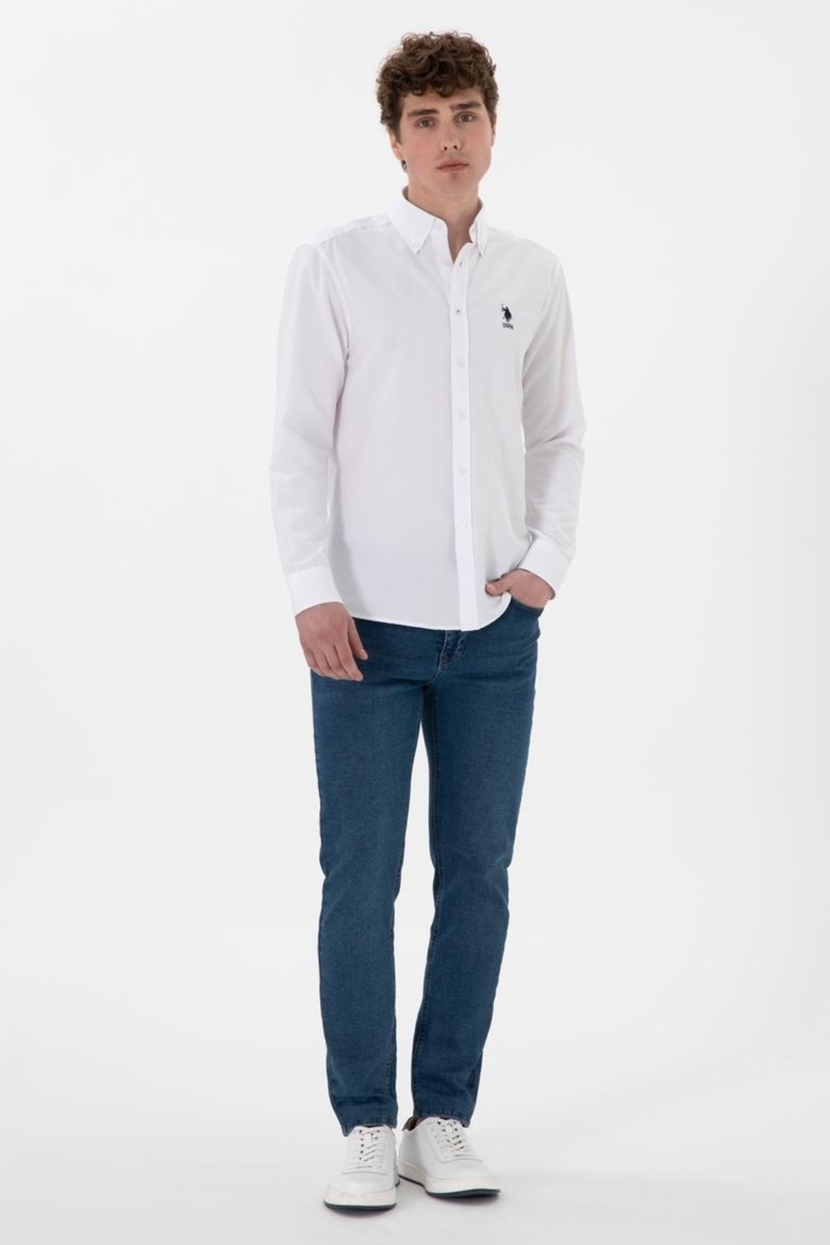 U.S. POLO ASSN. DOKUMA KUMAŞ PAMUKLU REGULAR  BEYAZ GÖMLEK — سفید 2084126 — تصویر 4 از 6