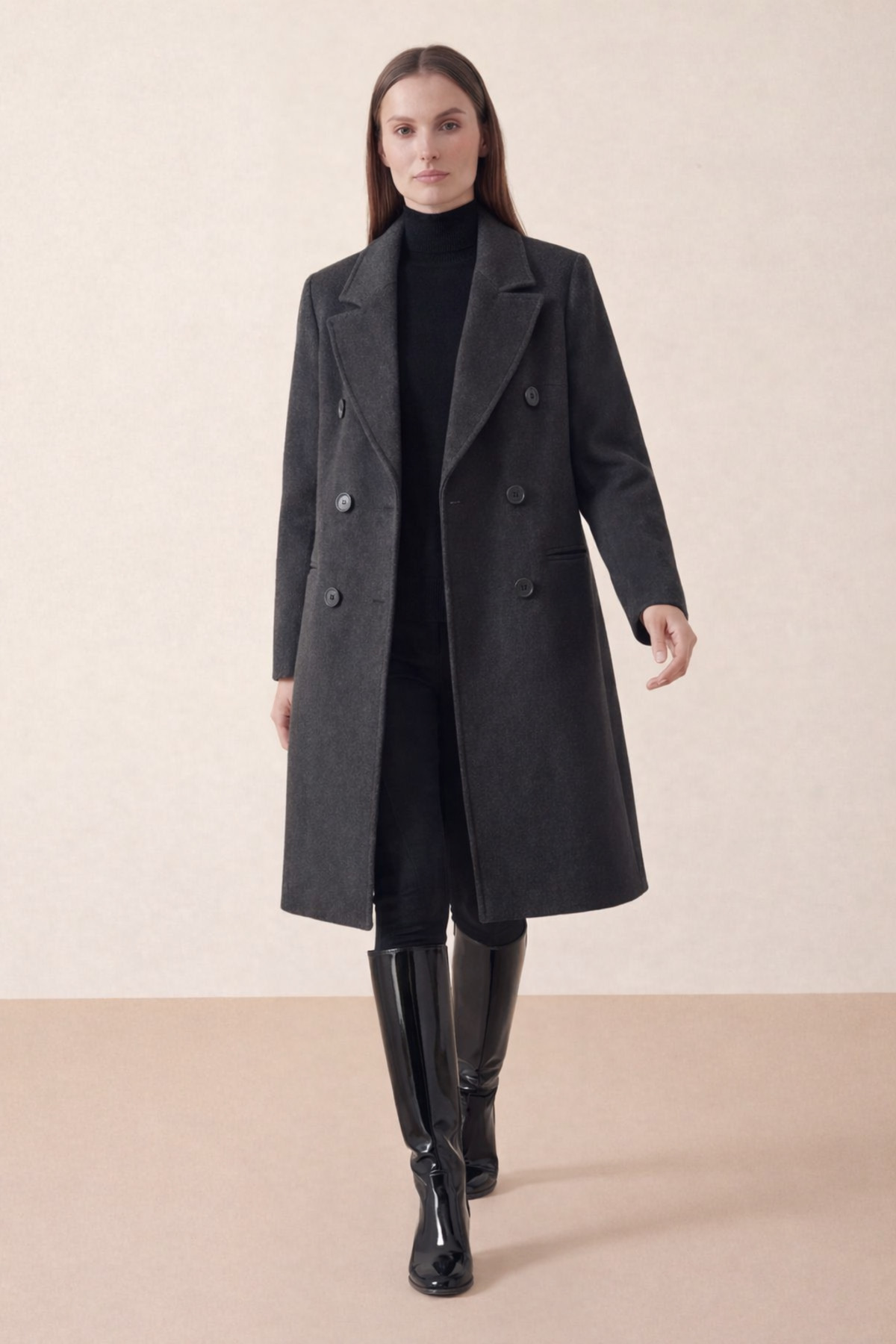 bagis  Bagi's Fleto Cep Kaşe Kaban Siyah - Görsel 2