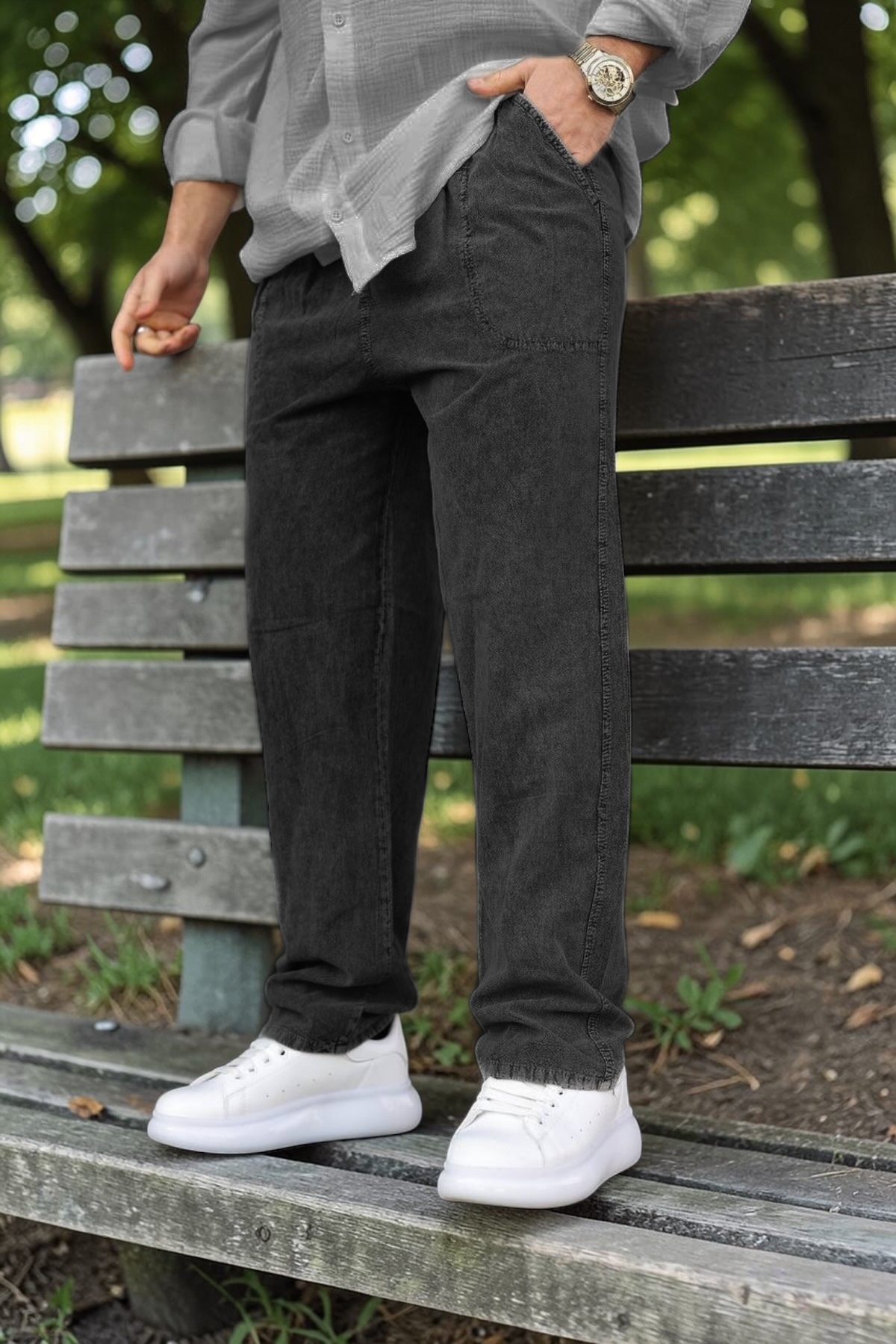 Hambez Tracksuit 100% Cotton Plus Size Casual Pants Look Summer Elastic Waist