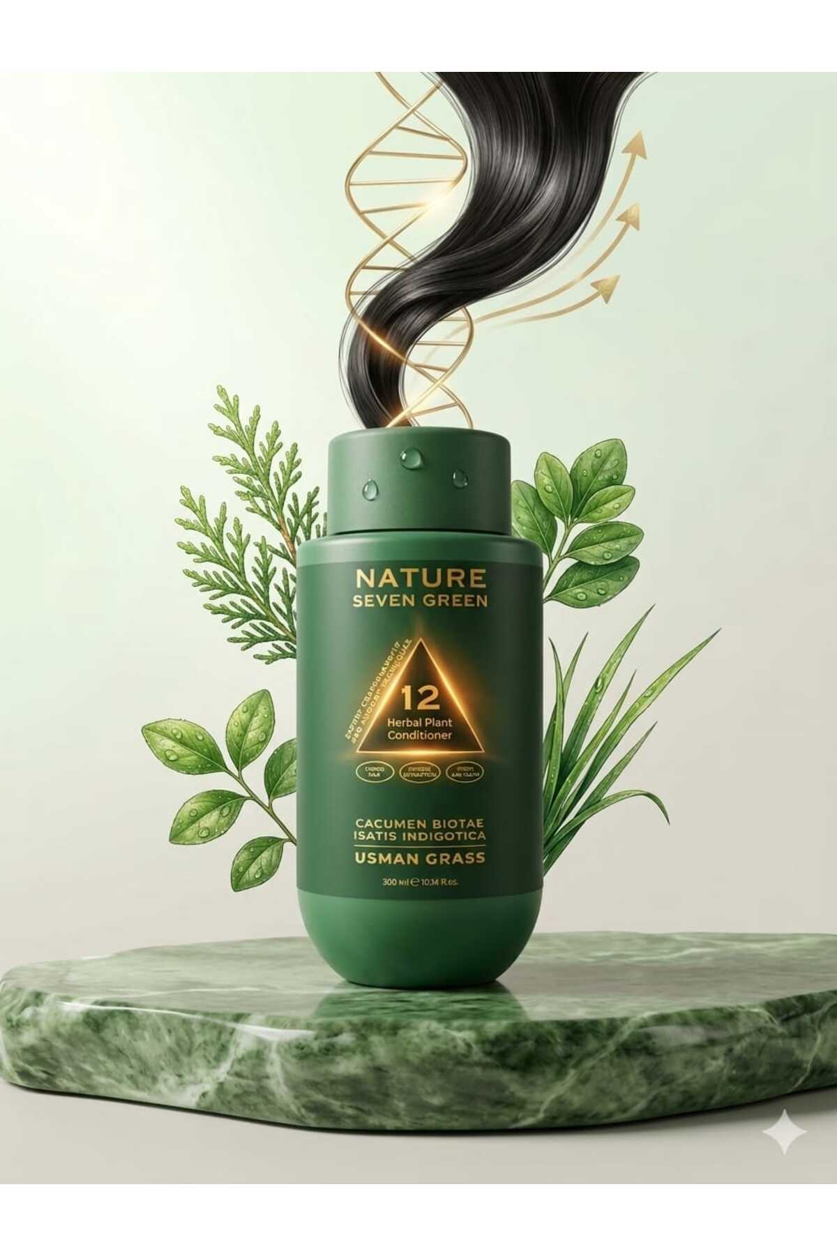 Natura Seven Green Herbal Plant Conditioner - Natura Seven Green Saç Bakım Kremi 300 ml — تصویر 7 از 7