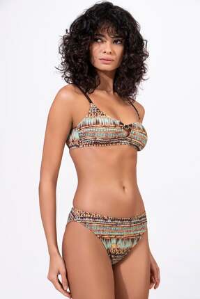 Endeep Kadın Ayarlanabilir Askılı Lurex Desenli Toparlayıcı Bikini Takımı