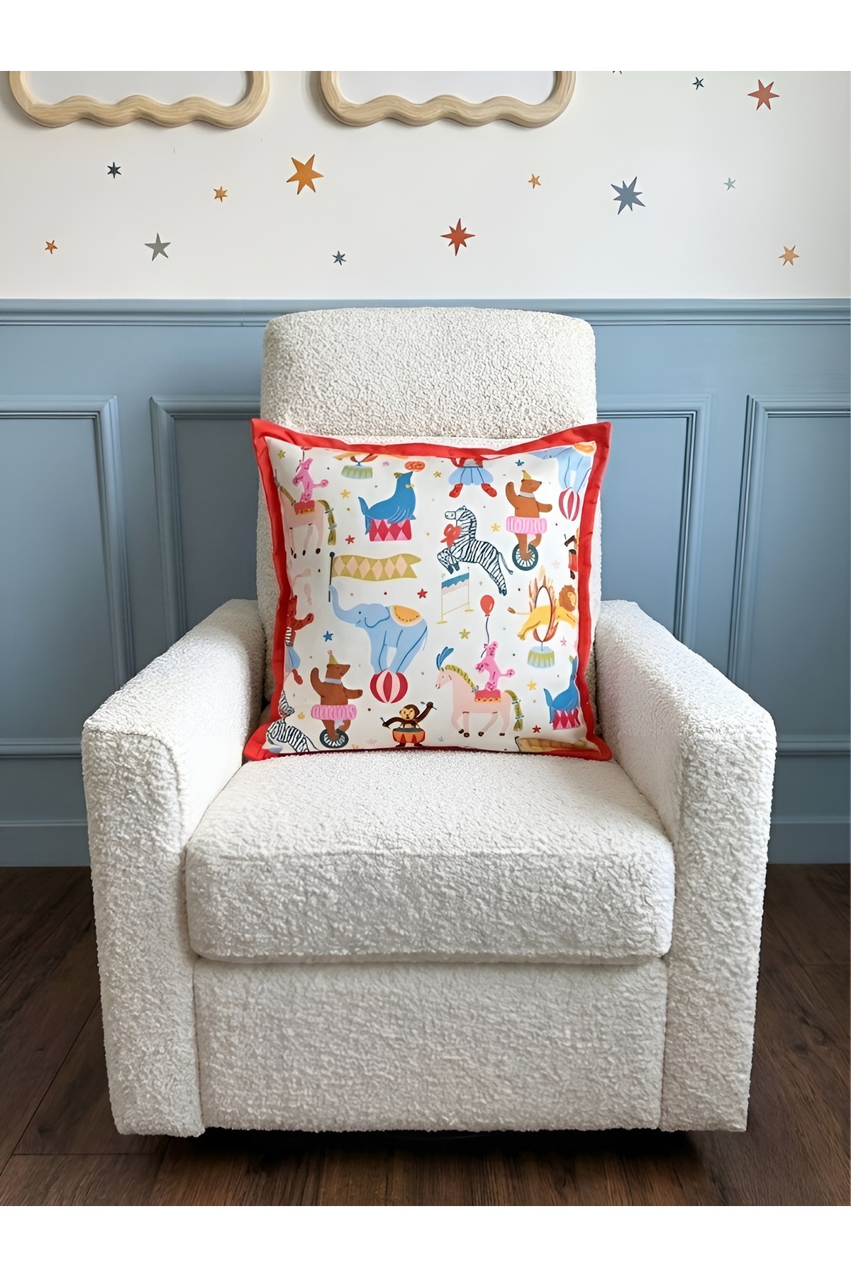 Children's Room Double Sided Printed Suede Pillowcase with Animal Figure - 43x43cm - Pillowcase