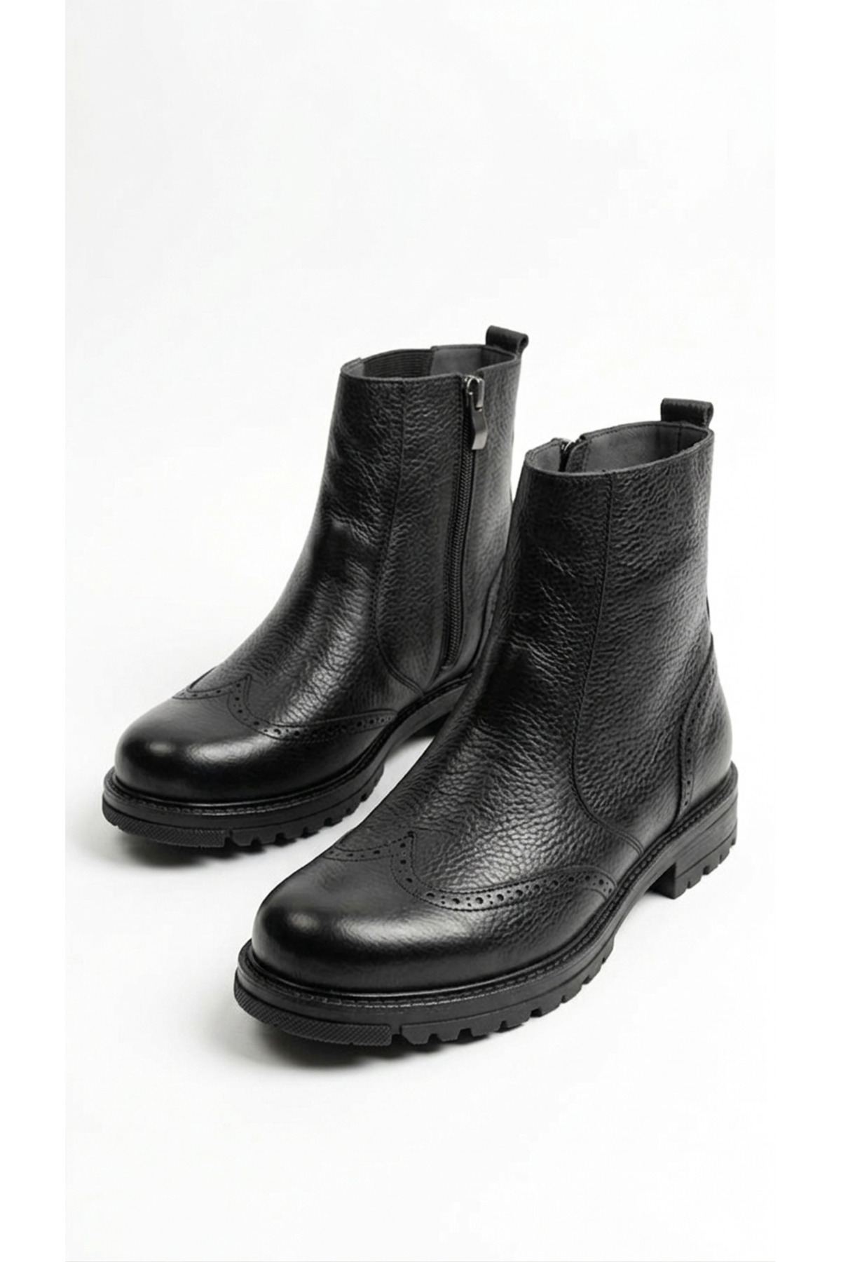 İNSETTO  Hakiki Deri Erkek Bot Fermuarlı Kışlık Kaymaz Taban İç Kısmi Tüylü BOT - Görsel 4