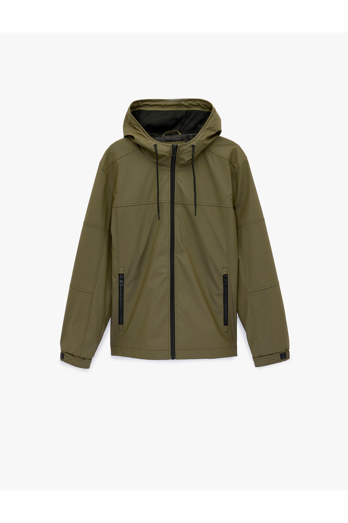 Koton  Uzun Kollu Fermuarlı Slim Fit Kapşonlu Yağmurluk - Görsel 3