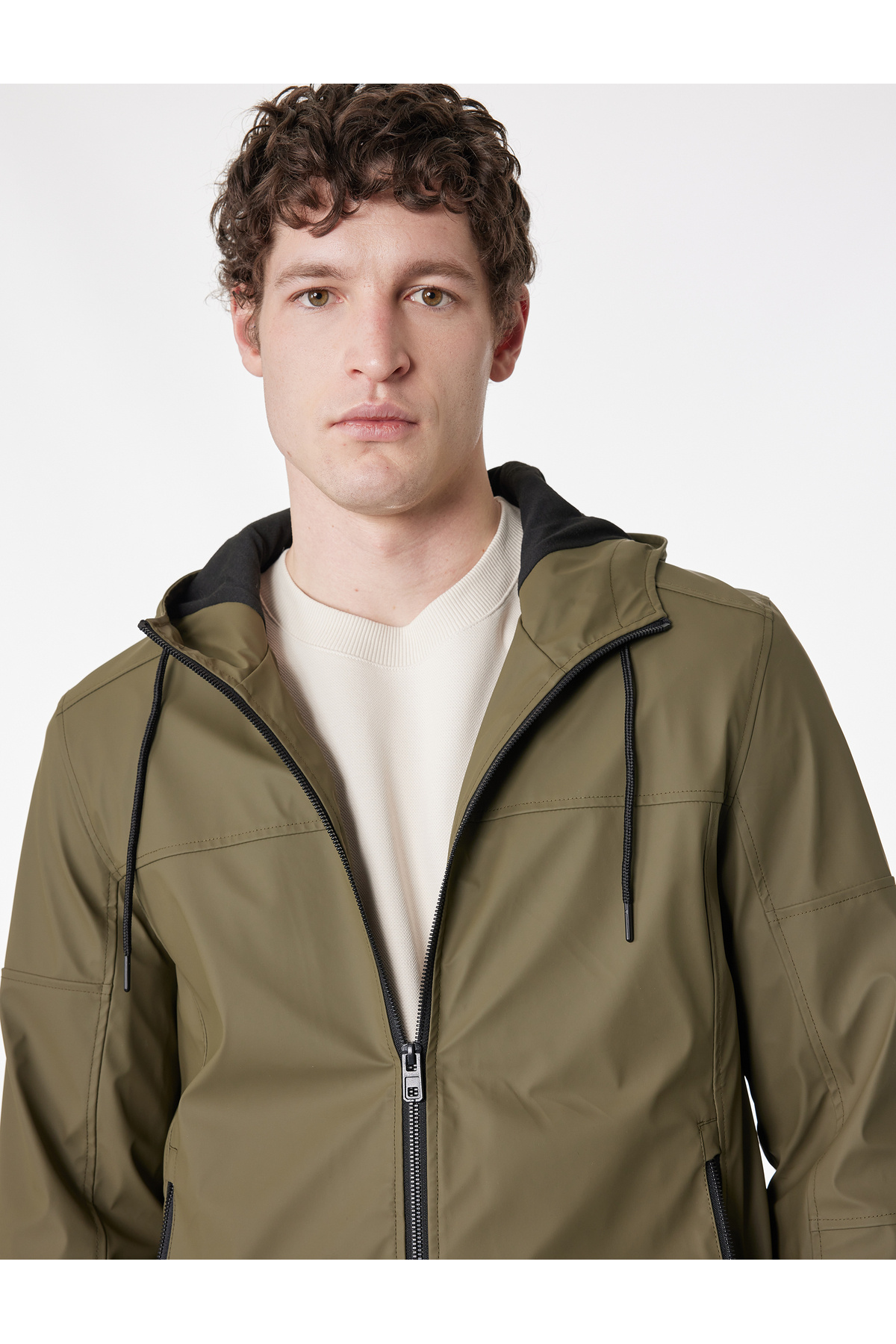 Koton  Uzun Kollu Fermuarlı Slim Fit Kapşonlu Yağmurluk - Görsel 2