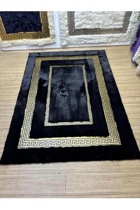SANCAK DERİ HALI LÜKS GOLD VARAKLI SİYAH PELUŞ HALI