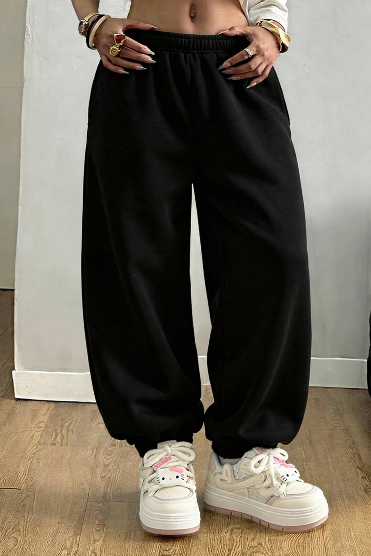 vladivosto Geniş Kalıp Paçası Lastikli Günlük Unisex Yüksek Bel Ekstra Bol Büyük Beden Oversize Baggy görsel 5