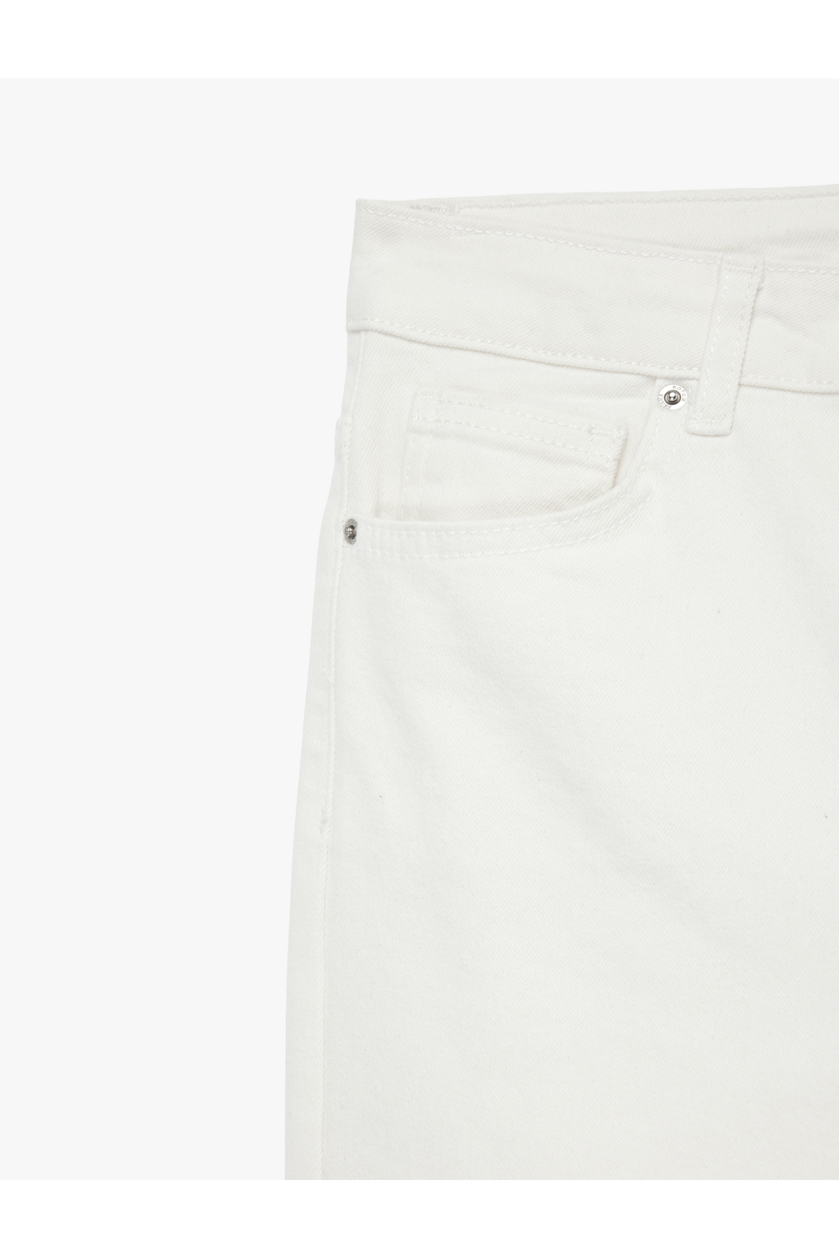 Koton  Normal Bel Dar Kalıp Pamuklu Düğmeli Kısa İspanyol Paça Pantolon - Kick Flare Jeans - Görsel 8