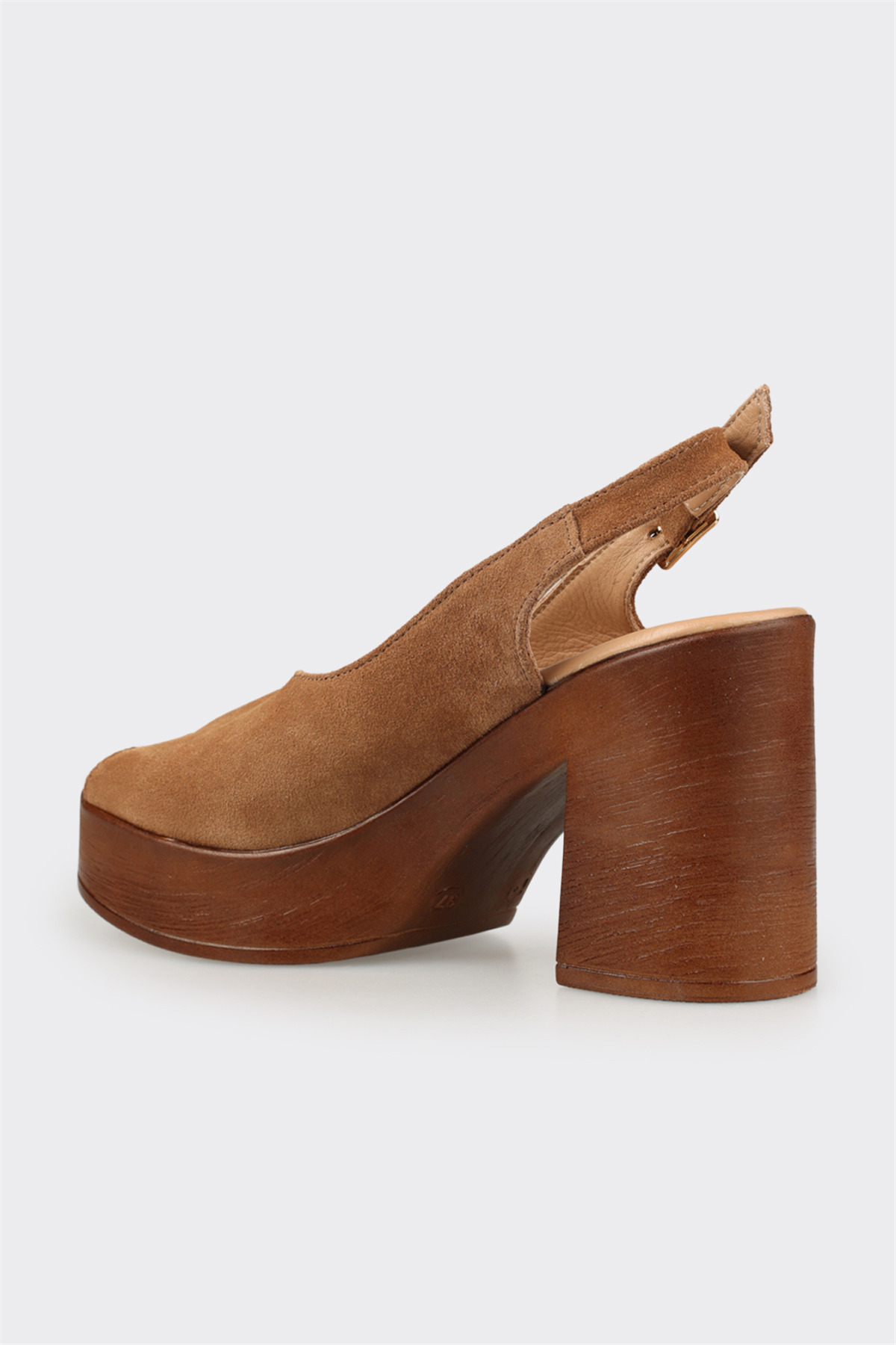 Elle Shoes Taba Deri Kadın Yüksek Topuklu Sandalet görsel 3