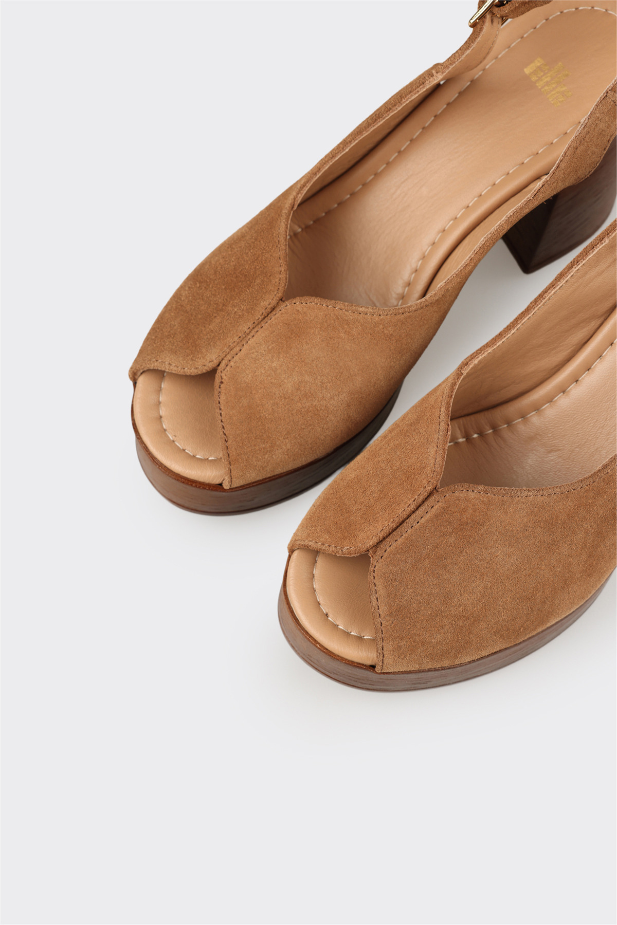 Elle Shoes Taba Deri Kadın Yüksek Topuklu Sandalet görsel 4