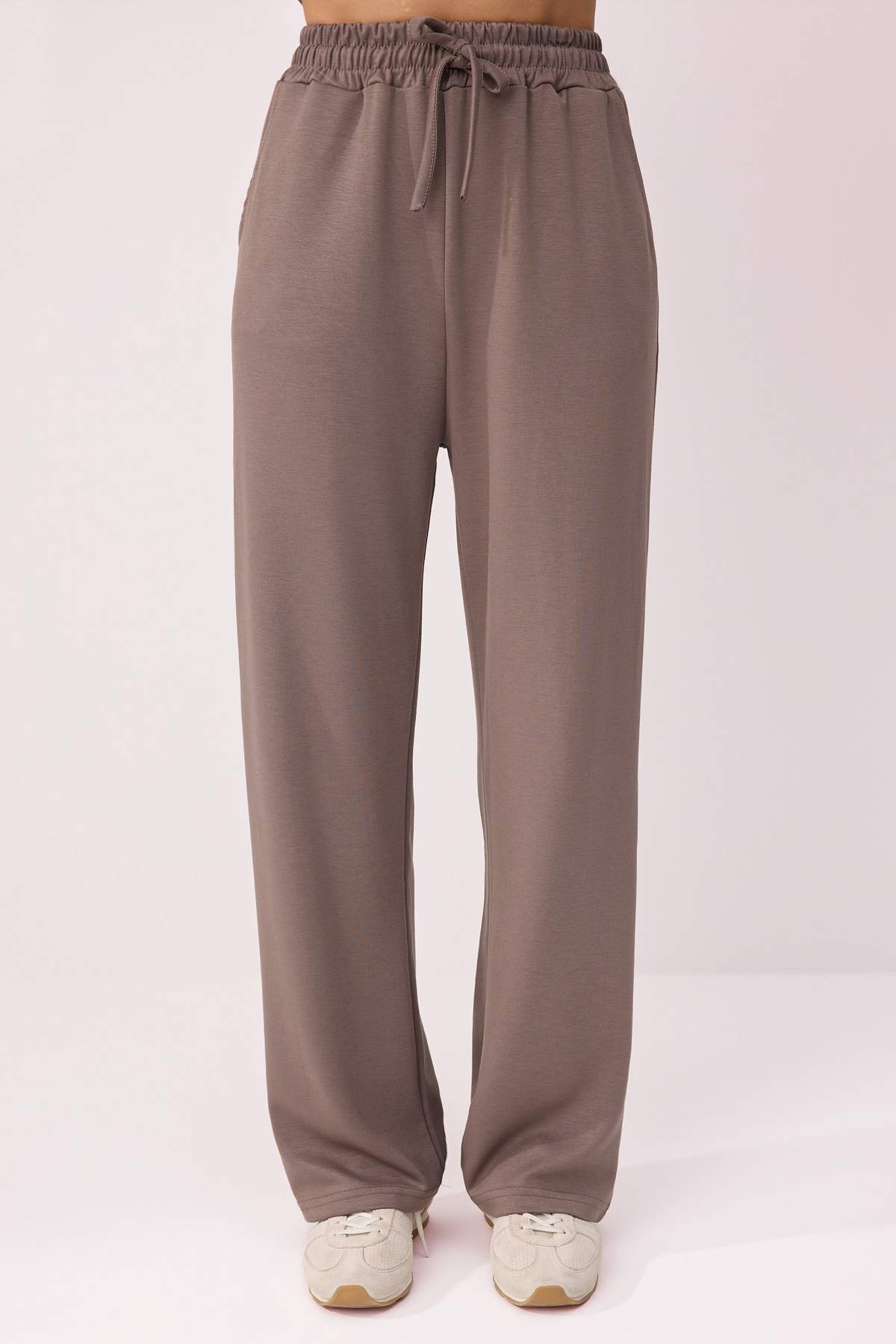 Trendyolmilla  Vizon Kısa Kol Bisiklet Yaka Relaxed/Rahat Kalıp Esnek Örme Alt - Üst Takım TWOAW26AU00084 - Görsel 3