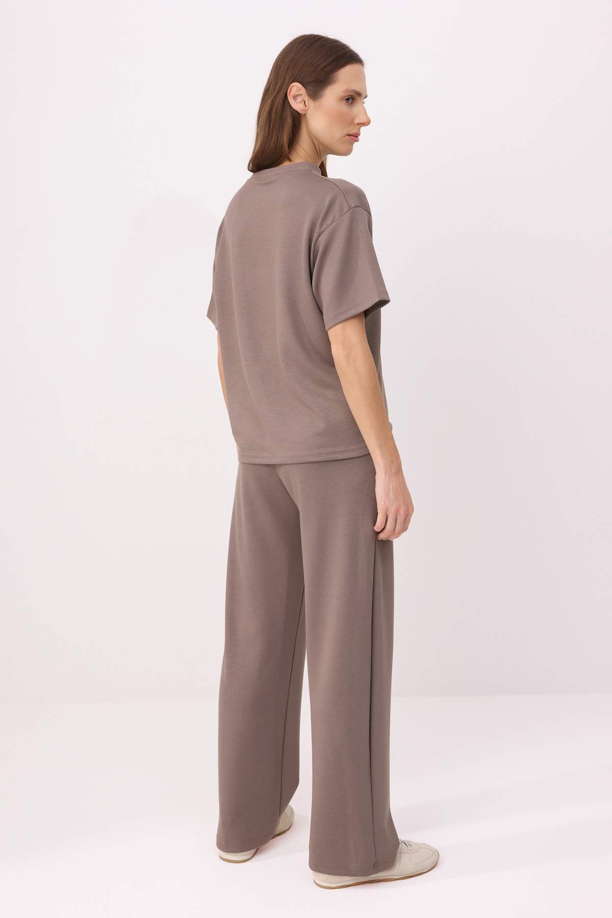 Trendyolmilla  Vizon Kısa Kol Bisiklet Yaka Relaxed/Rahat Kalıp Esnek Örme Alt - Üst Takım TWOAW26AU00084 - Görsel 4