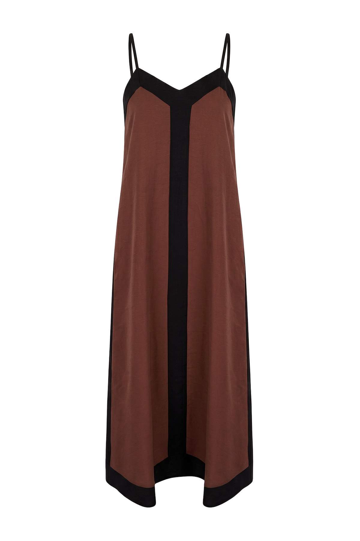 Trendyolmilla More Sustainable Kahverengi Modal Maxi Dokuma Elbise TWOSS26EL00361