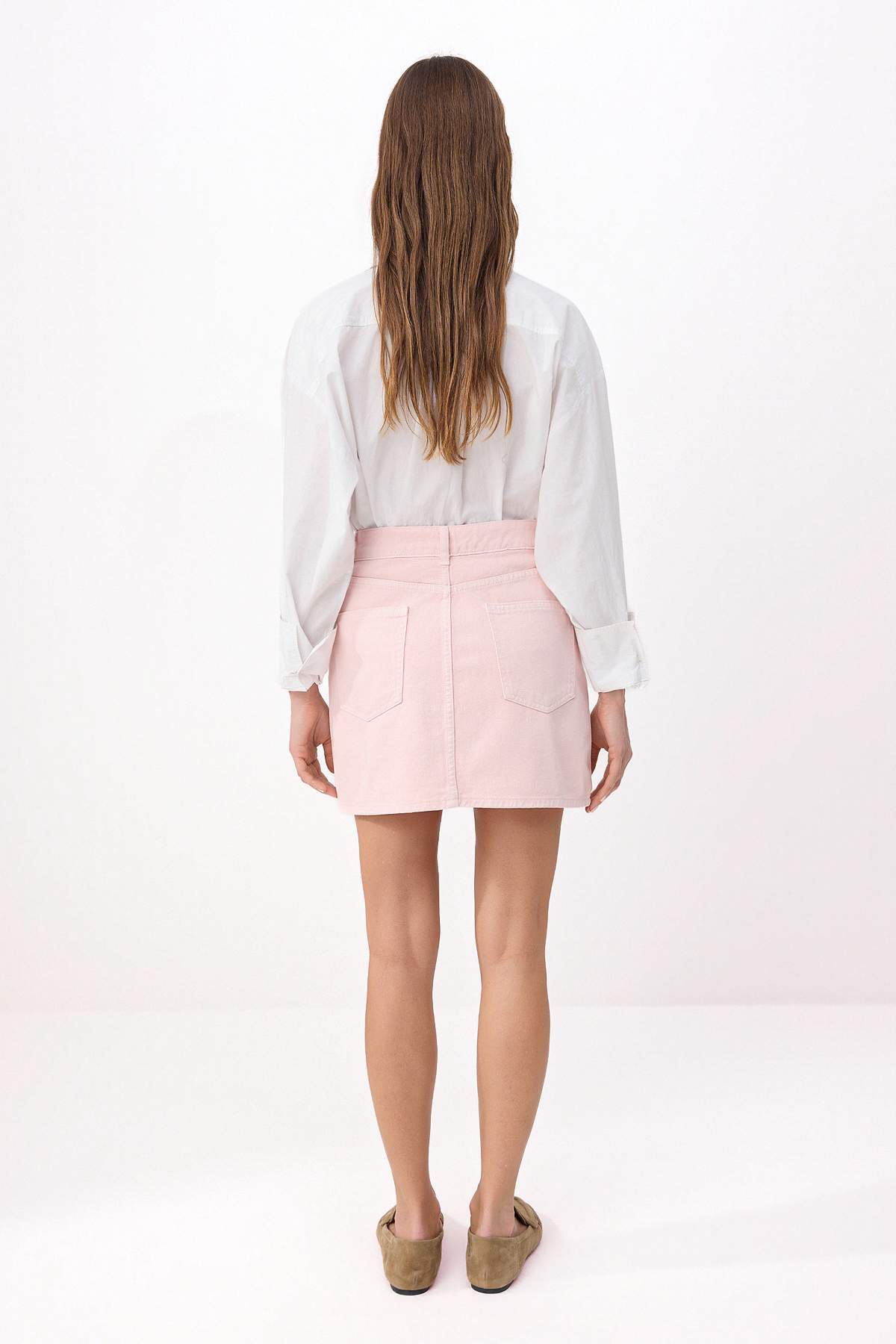 Trendyolmilla  Pembe Mini Denim %100 Pamuklu Etek TWOSS26ET00070 - Görsel 4