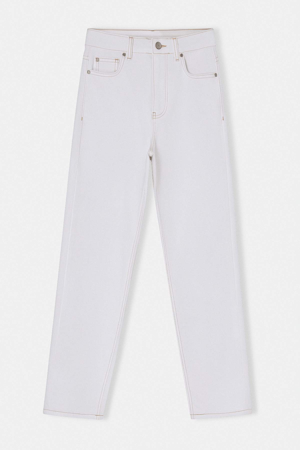 Trendyolmilla  Beyaz Yüksek Bel Orta Esnek Mom Bilek Boy Jeans TWOSS26JE00213 - Görsel 5