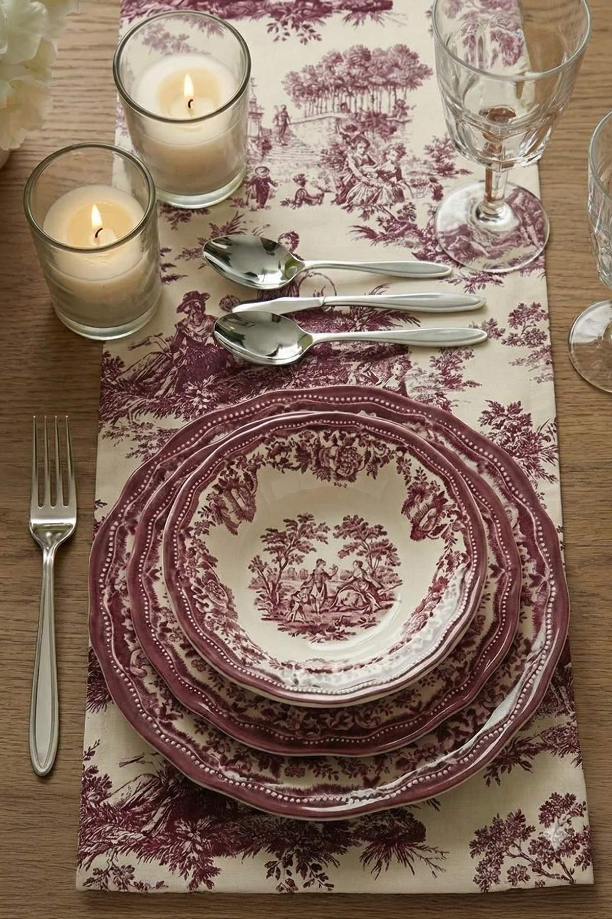 Trendyol Home Vintage Themed Set of Digital Print Table Runner 45X140Cm Tphss26Run00002