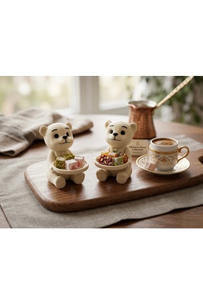 hediyesepetinde ⭐ Ayıcık Lokumluk İkili Set – Kahve Yanı Lokum Çikolata Sunum...