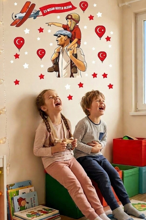 Kt Grup 23 Nisan Çocuk Bayramı ve Atatürk Duvar Pencere Sticker seti