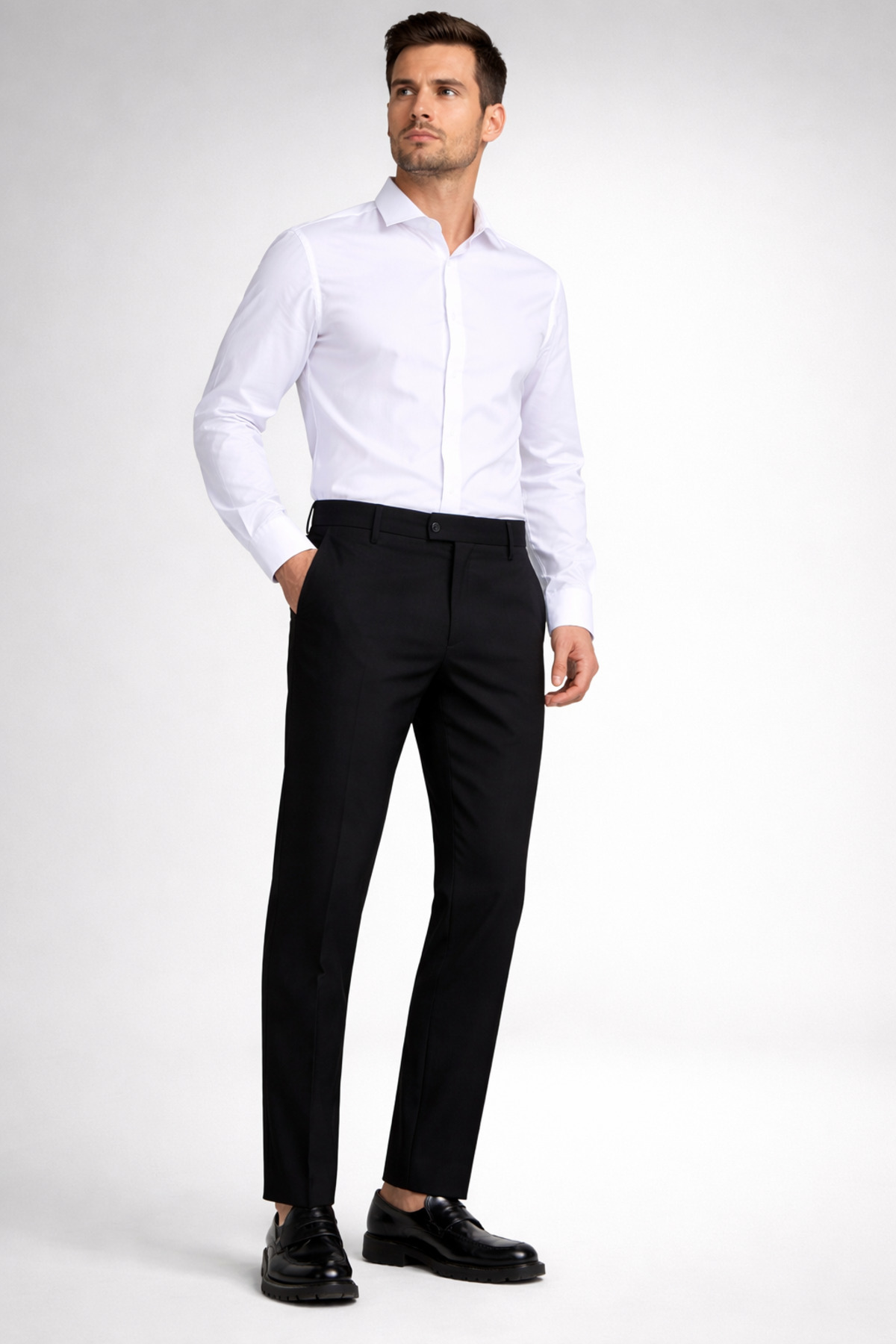 Men's Classic Fabric Pants Casual Cut Classic Straight Leg