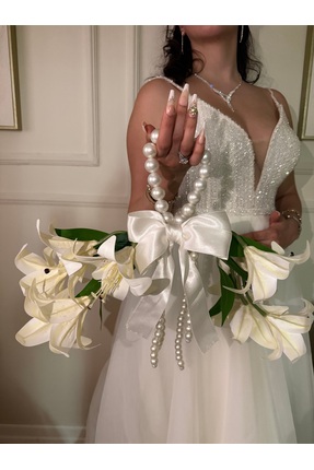 Bridal Luxe Perla Royale gelin çiçek çantası