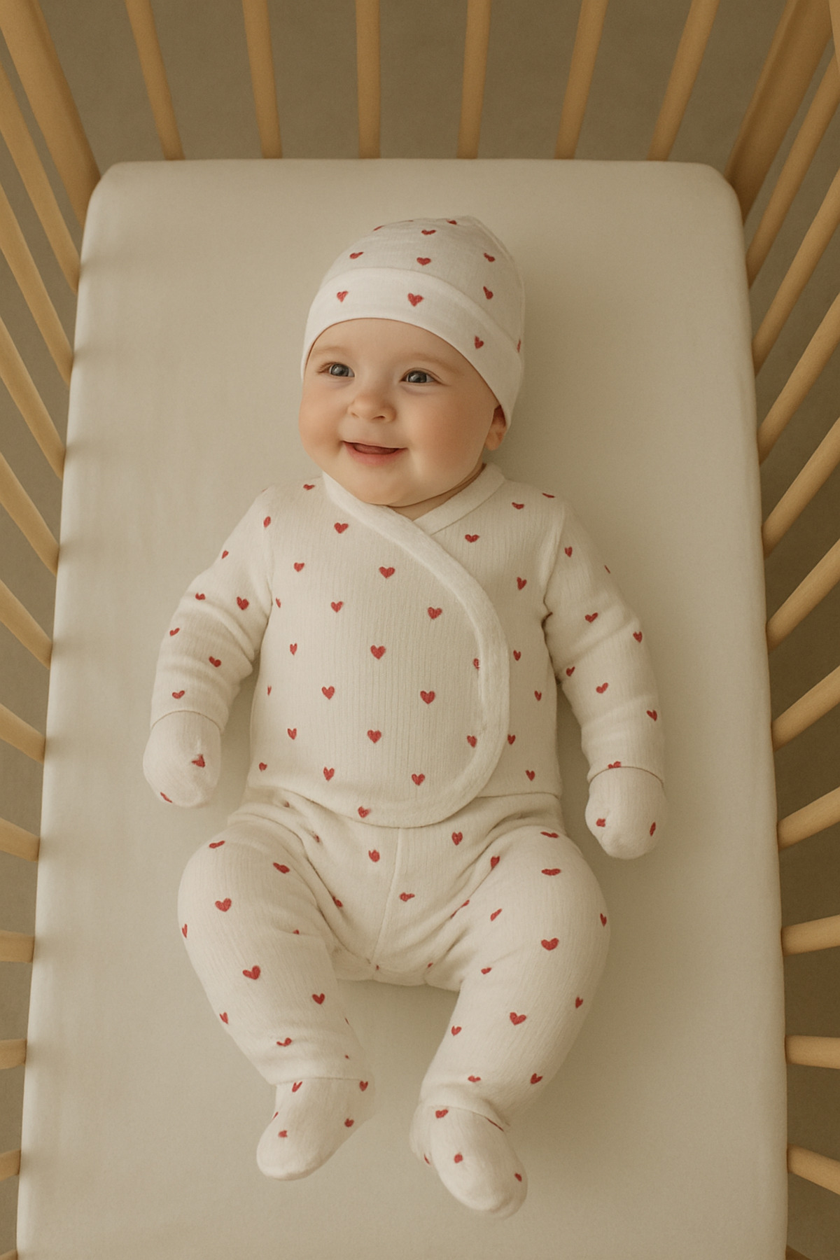 HİD MARKET 0-3 Ay Bebek Takımları, Bebek Zıbın, Patikli Pantolon, Şapka 3'lü Set, Erkek & Kız Bebek Takımları fotoğrafı 3 (önizleme)