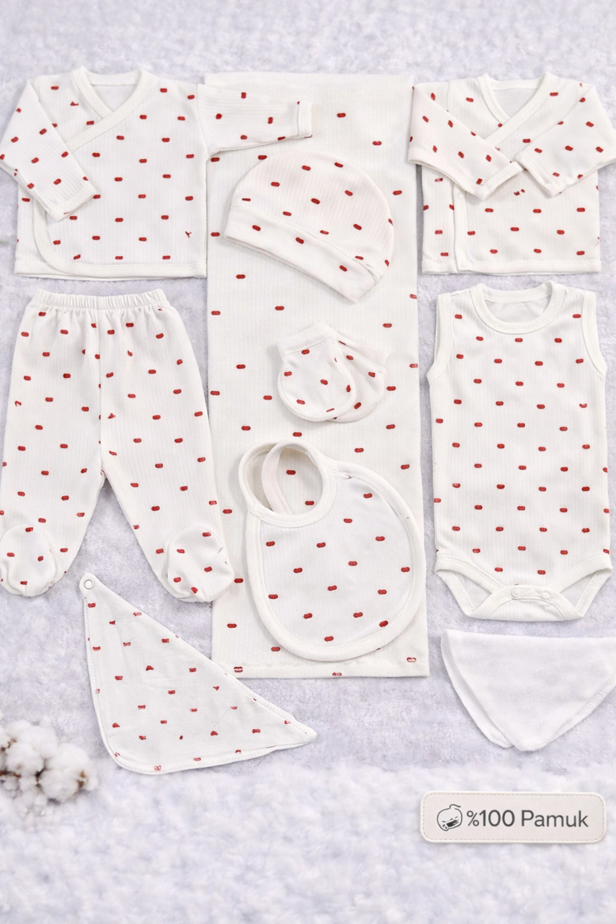 Petino Kalp Desenli 10 Parça Kız Bebek Yenidoğan Seti Hastane Çıkışı – %100 Pamuk Yumuşacık Yeni Sezon fotoğrafı 3 (önizleme)