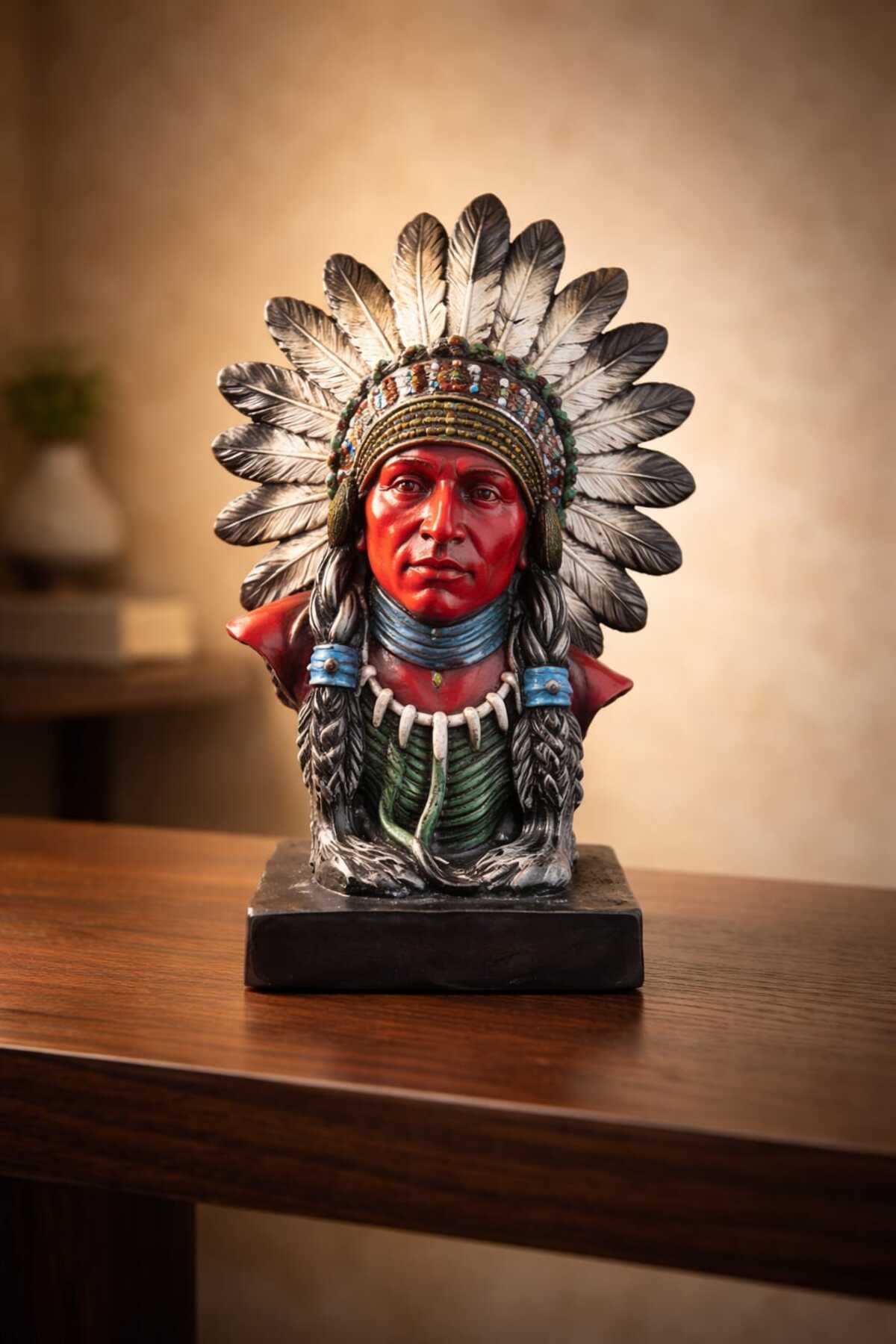 Indian Soldier Bust Figurine Large Size Decorative Indian Bust Figurine