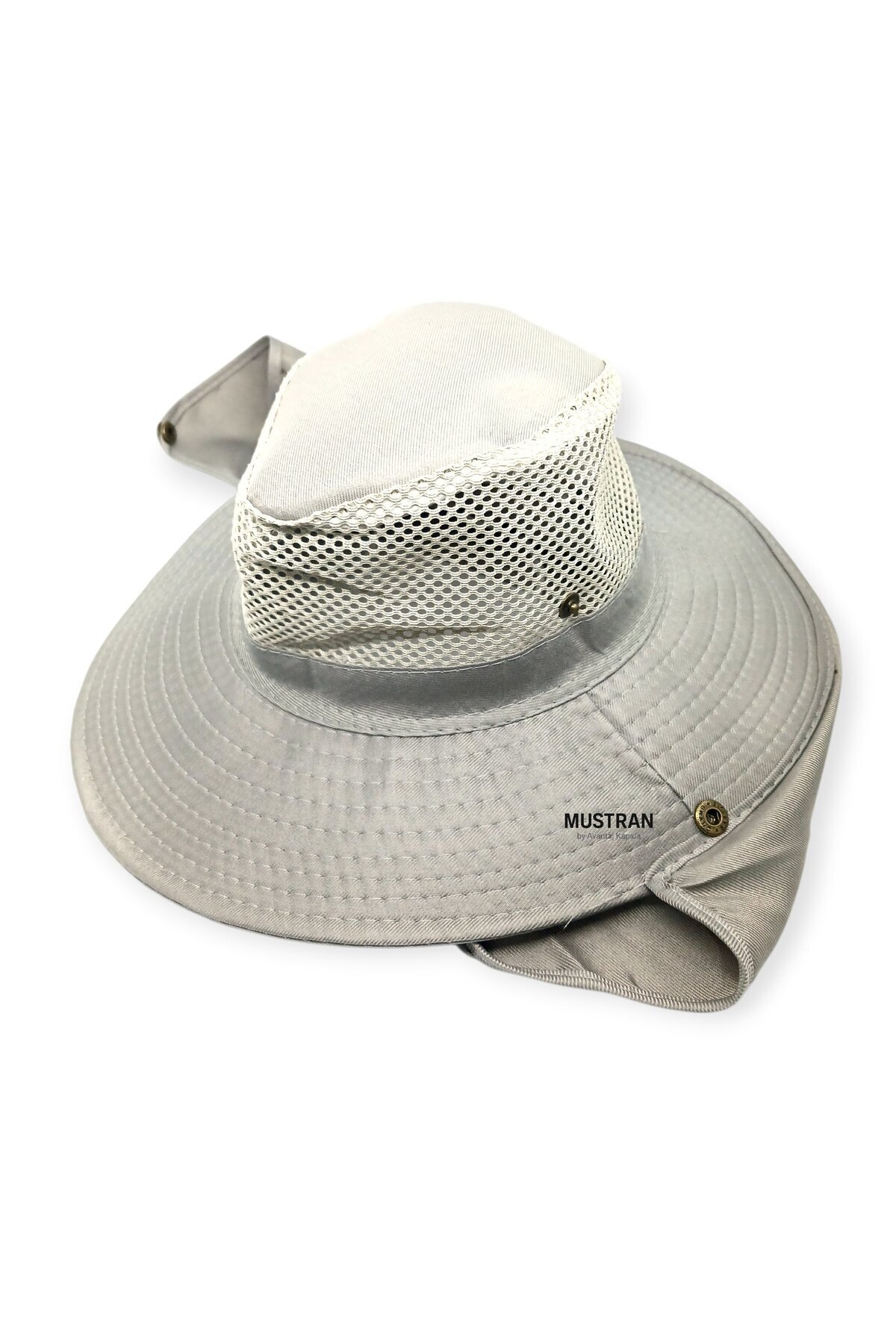 Mustran  Yazlık Güneş Şapkası UV Korumalı Fileli Safari Outdoor Balıkçı Şapkası Ense Korumalı Unisex – Gri - Görsel 4