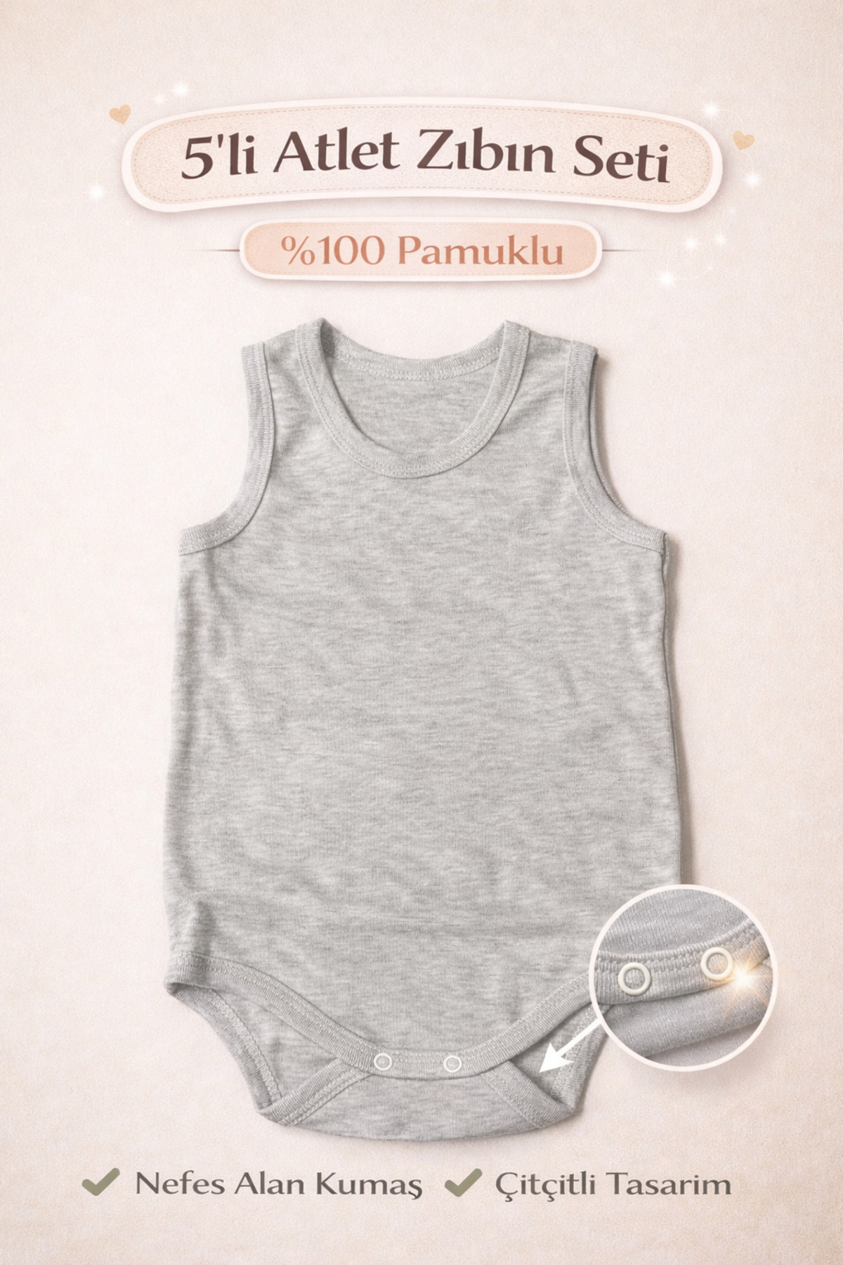 Vivolas %100 Pamuk 5'li Bebek Çıtçıtlı Body Atlet Seti Renkli Zıbın Kız & Erkek 0-4 Yaş fotoğrafı 5 (önizleme)