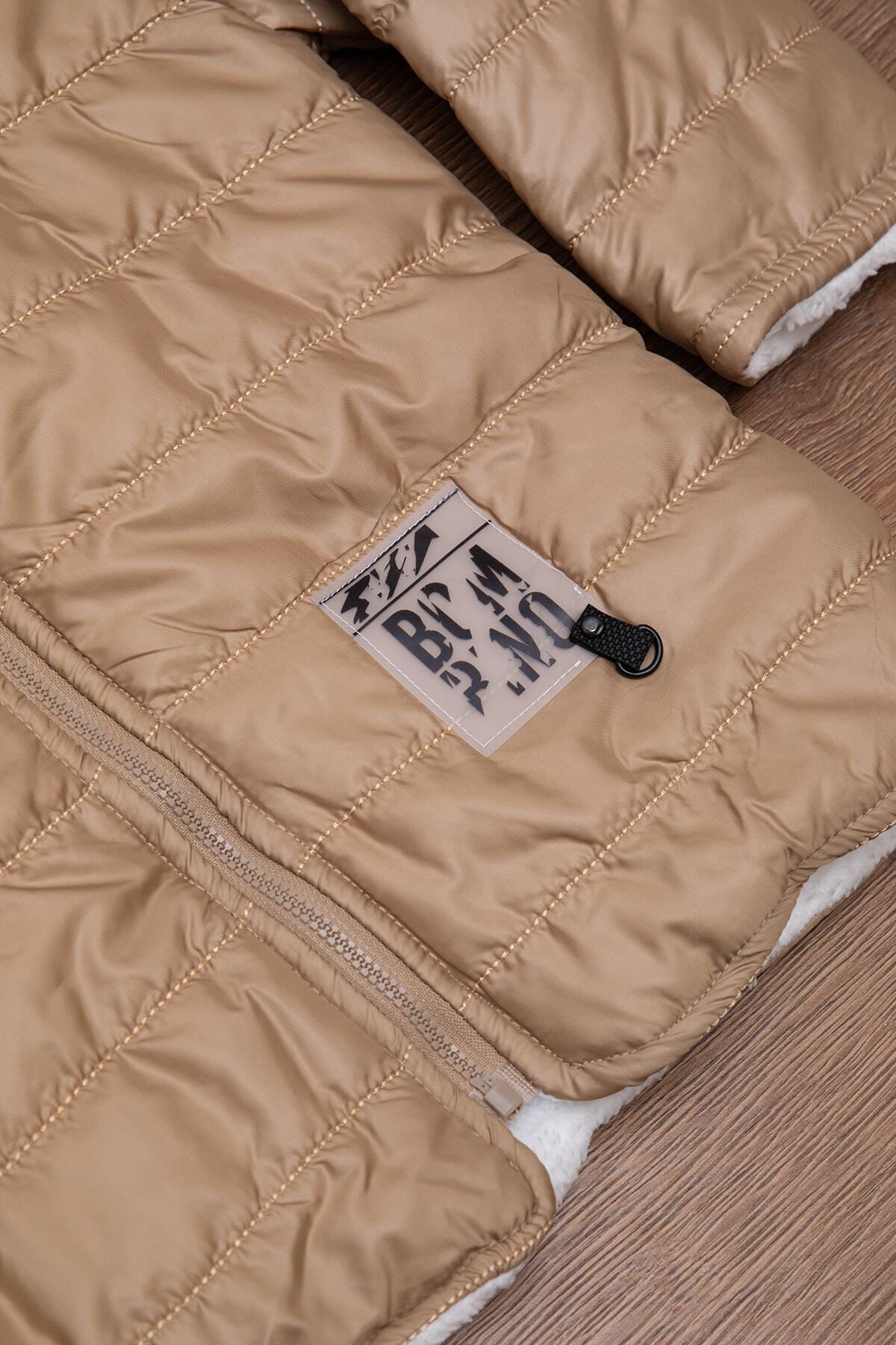 Mika Bebek & Çocuk Dar Kalıp Içi Peluş Kapüşonlu Bej Unisex Bebek Mont fotoğrafı 5 (önizleme)